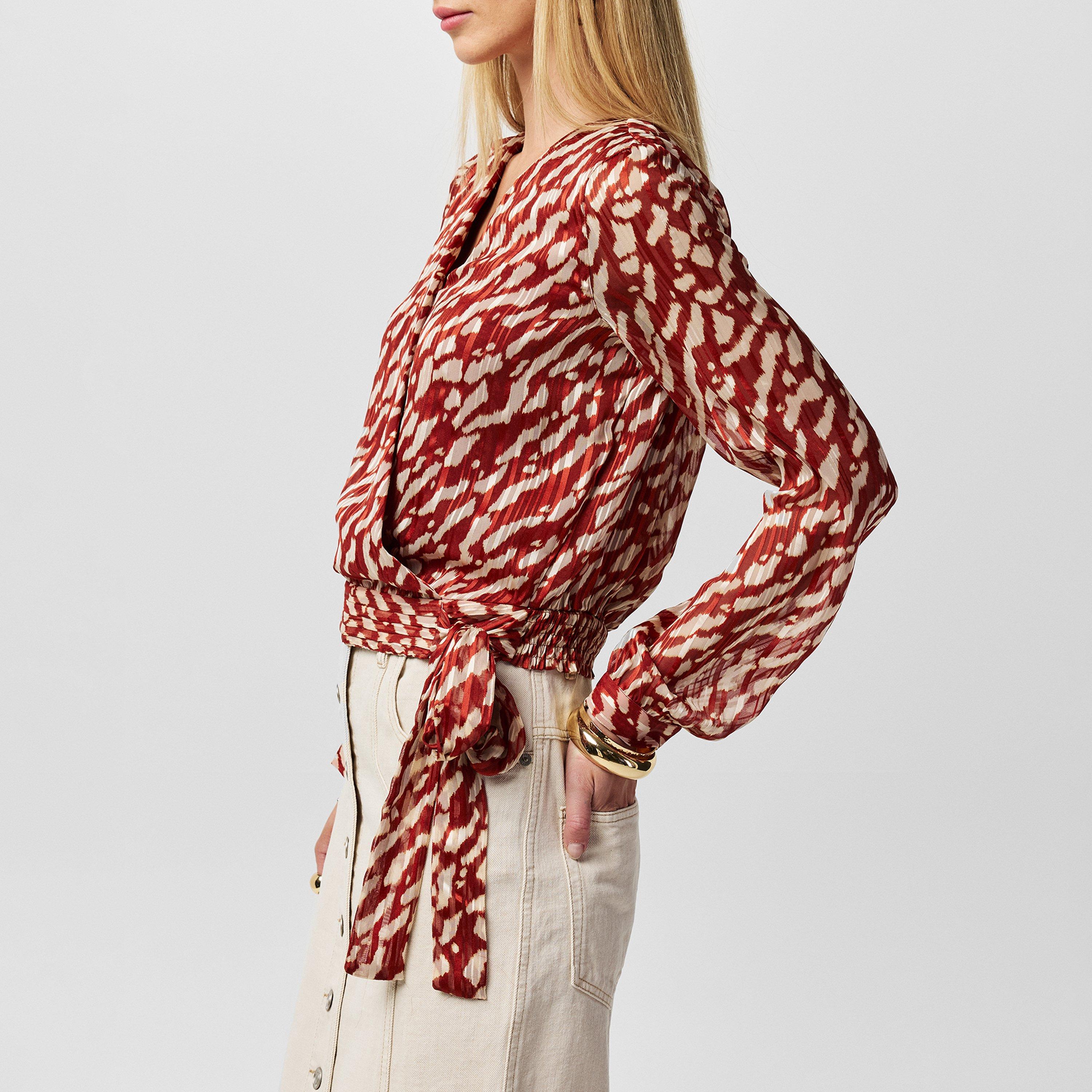 Gebrannter Ziegelstein - Vero Moda - Women's Rie Wrap Long-Sleeve Blouse - 2