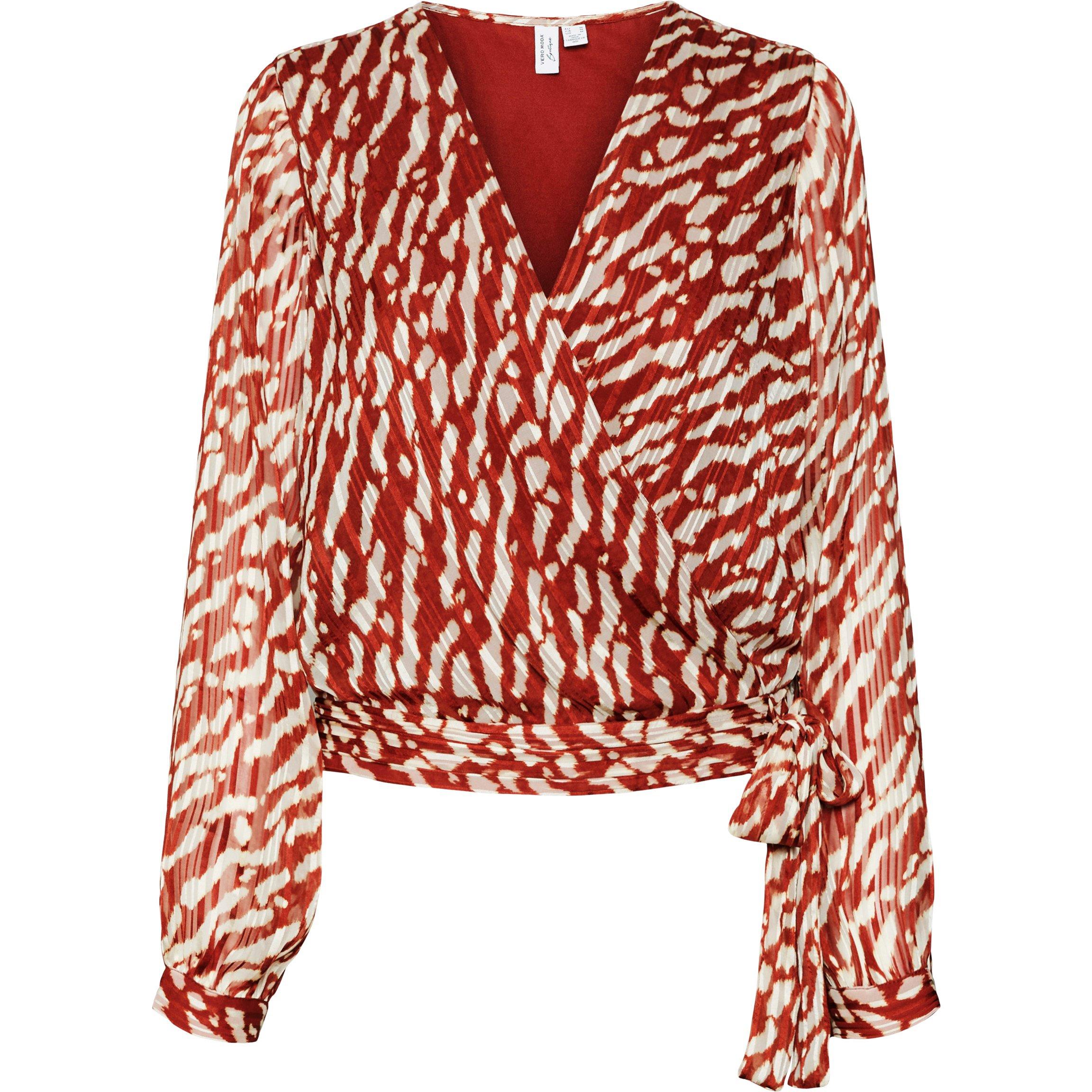 Gebrannter Ziegelstein - Vero Moda - Women's Rie Wrap Long-Sleeve Blouse - 5