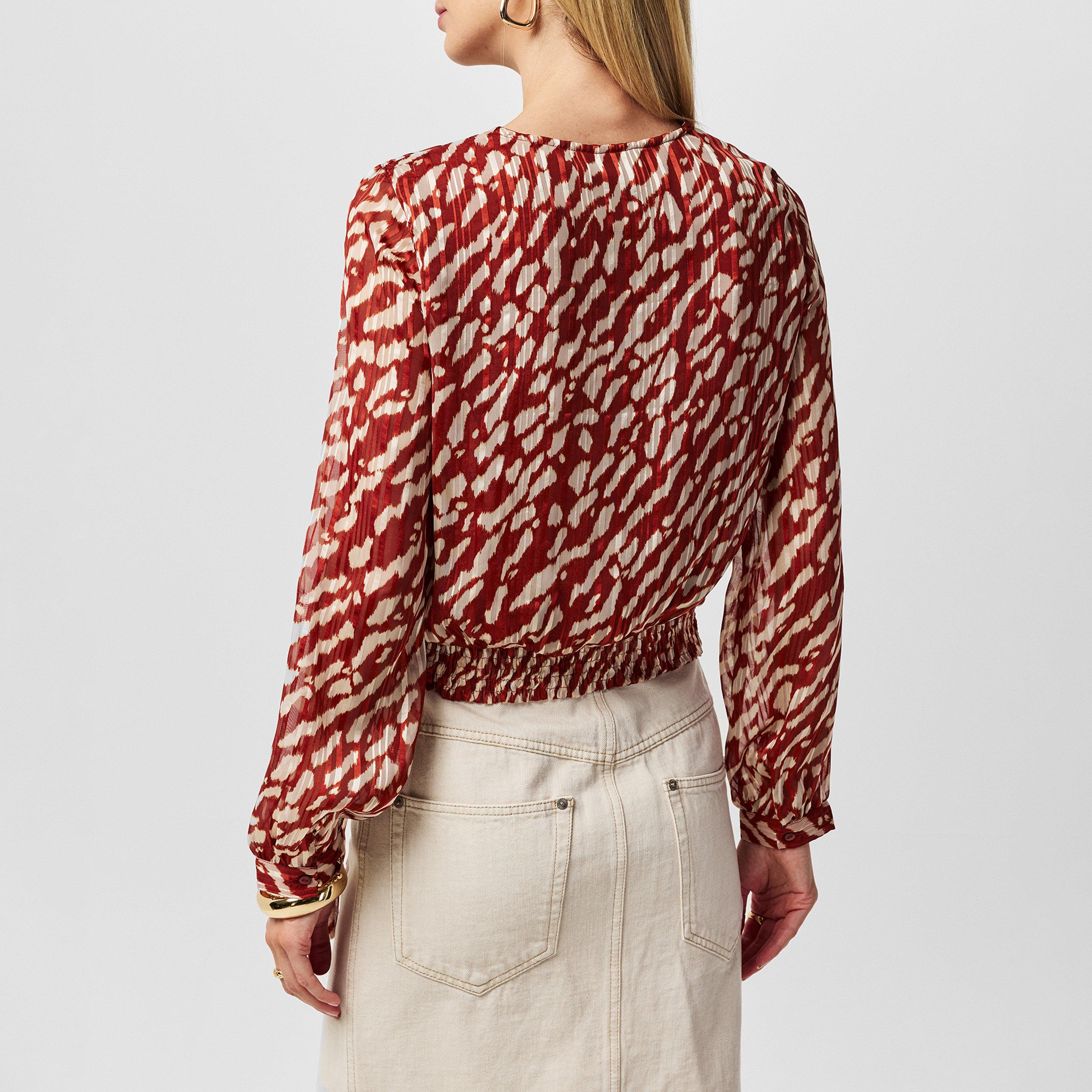 Gebrannter Ziegelstein - Vero Moda - Women's Rie Wrap Long-Sleeve Blouse - 3