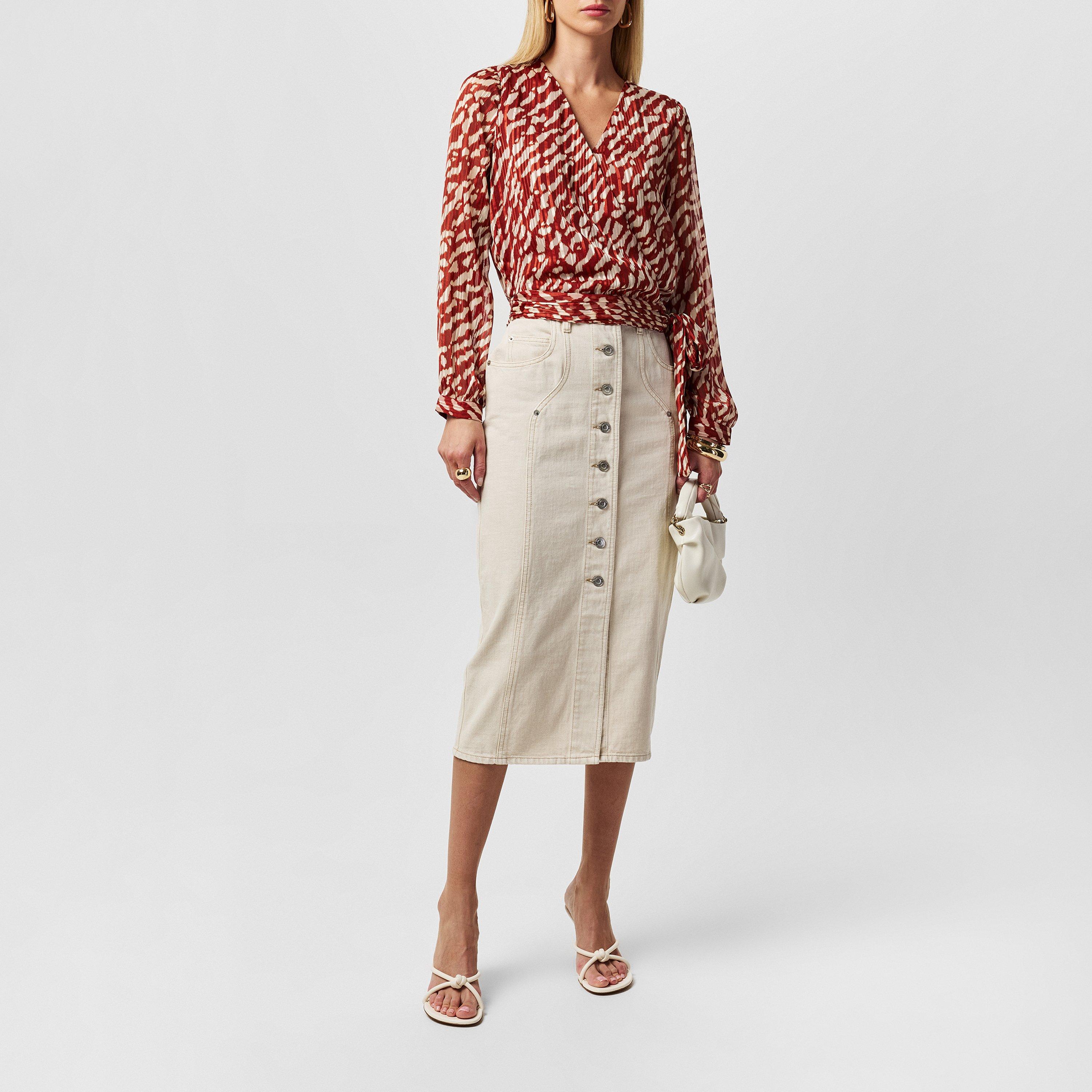 Gebrannter Ziegelstein - Vero Moda - Women's Rie Wrap Long-Sleeve Blouse - 4