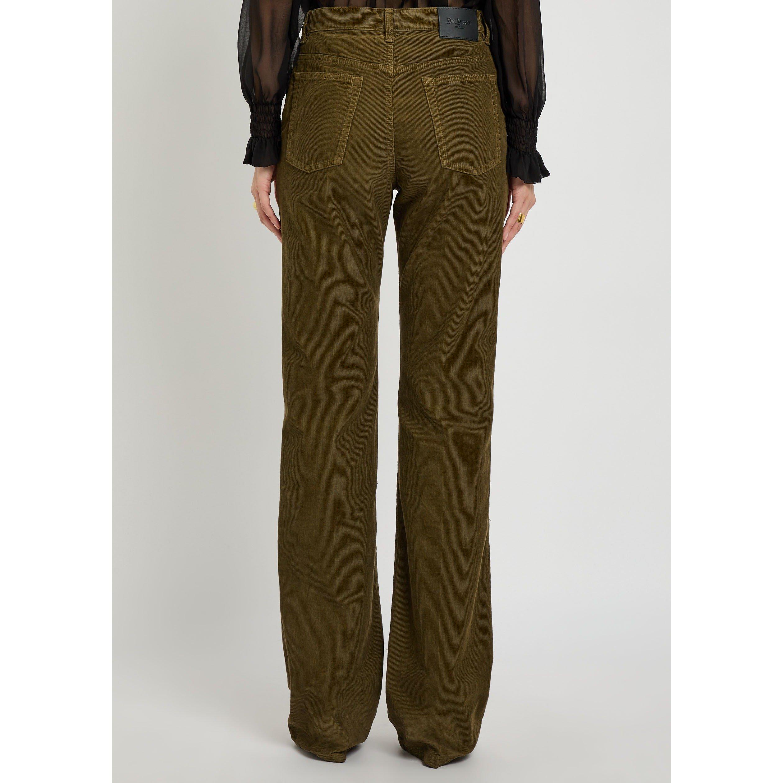 KHAKI - Saint Laurent - Women's Clyde Cotton Bootcut Corduroy Trousers - 3