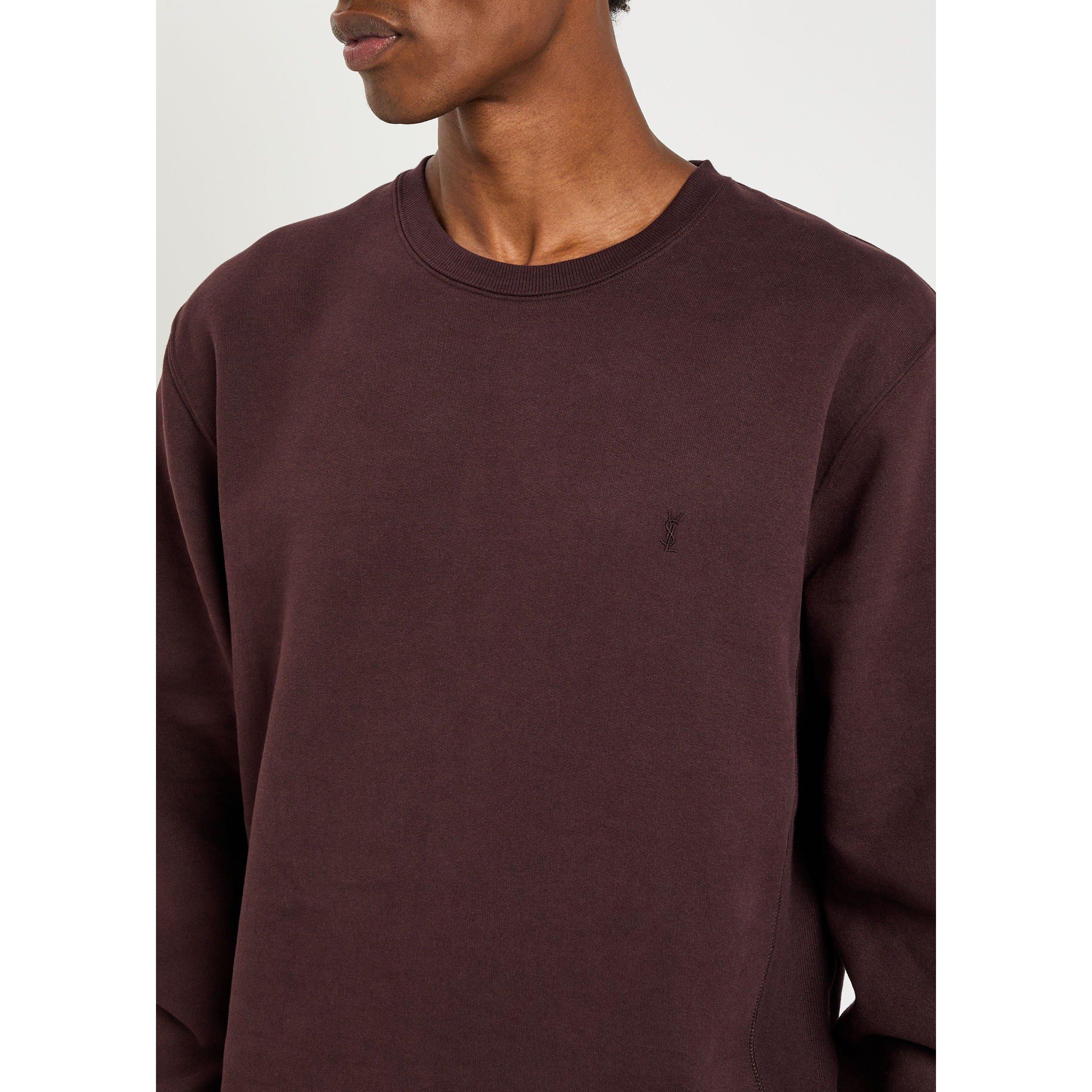 BROWN - Saint Laurent - Men's Cotton Crew-Neck Sweatshirt - 4