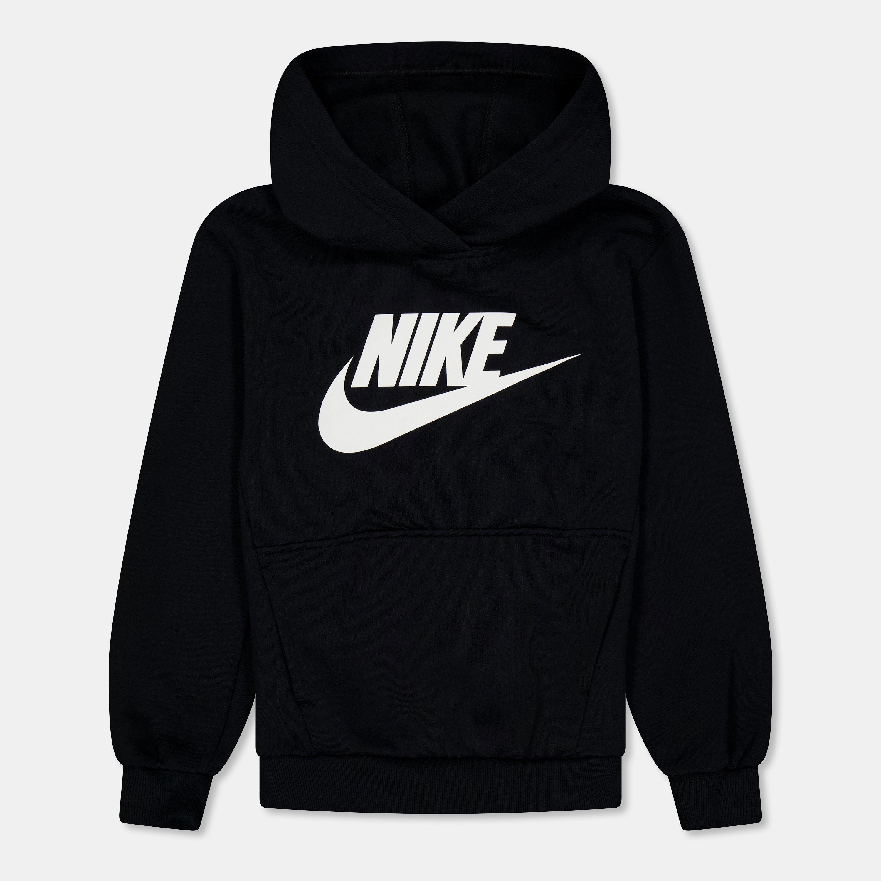 Black/White - Nike - Sportswear Club Fleece Big Kids' Hoodie - 1