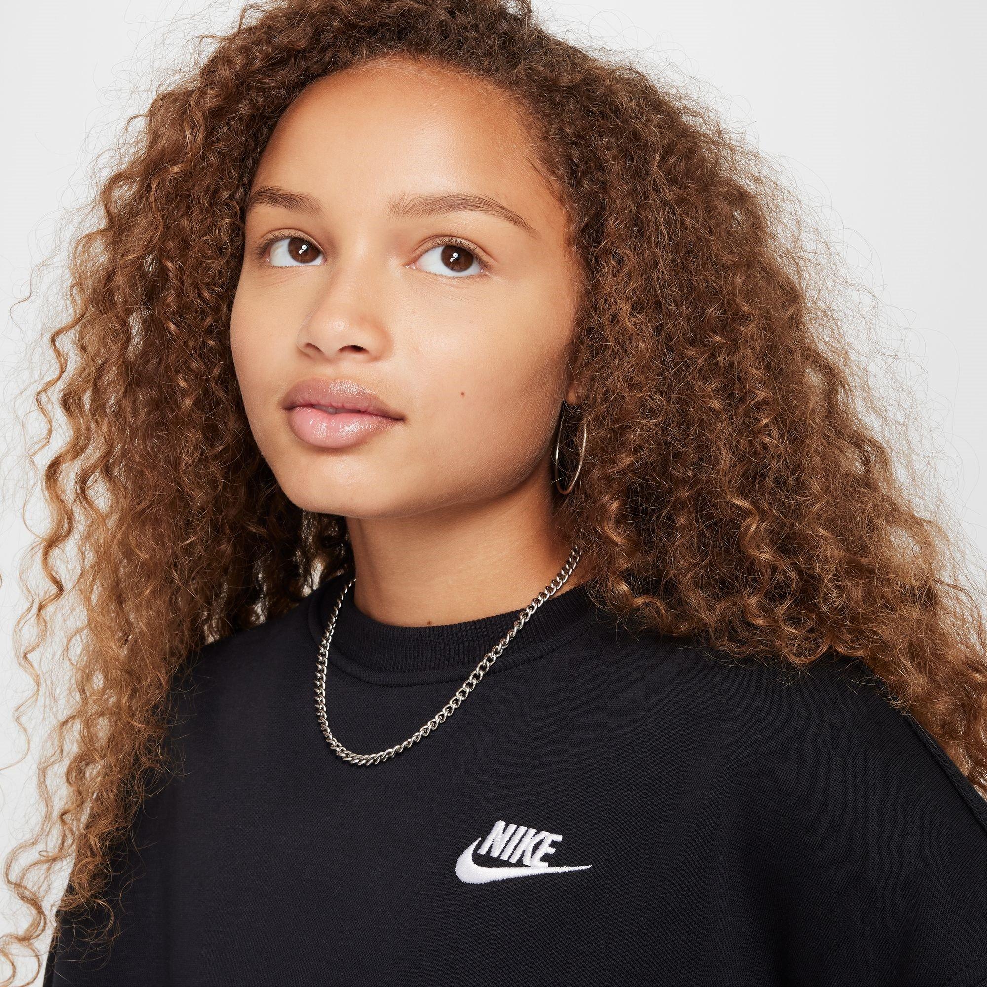 Zwart - Nike - Sportswear Club Fleece Big Kids' (Girls') Boxy Crewneck Sweatshirt - 3