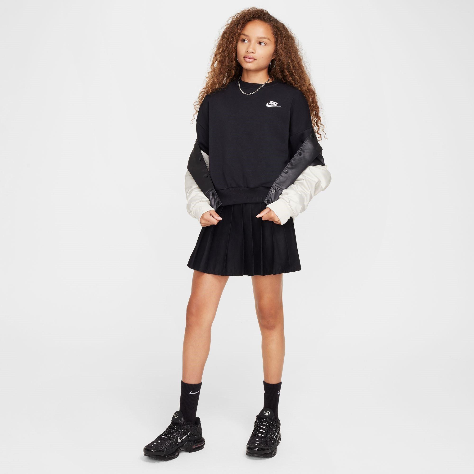 Zwart - Nike - Sportswear Club Fleece Big Kids' (Girls') Boxy Crewneck Sweatshirt - 4