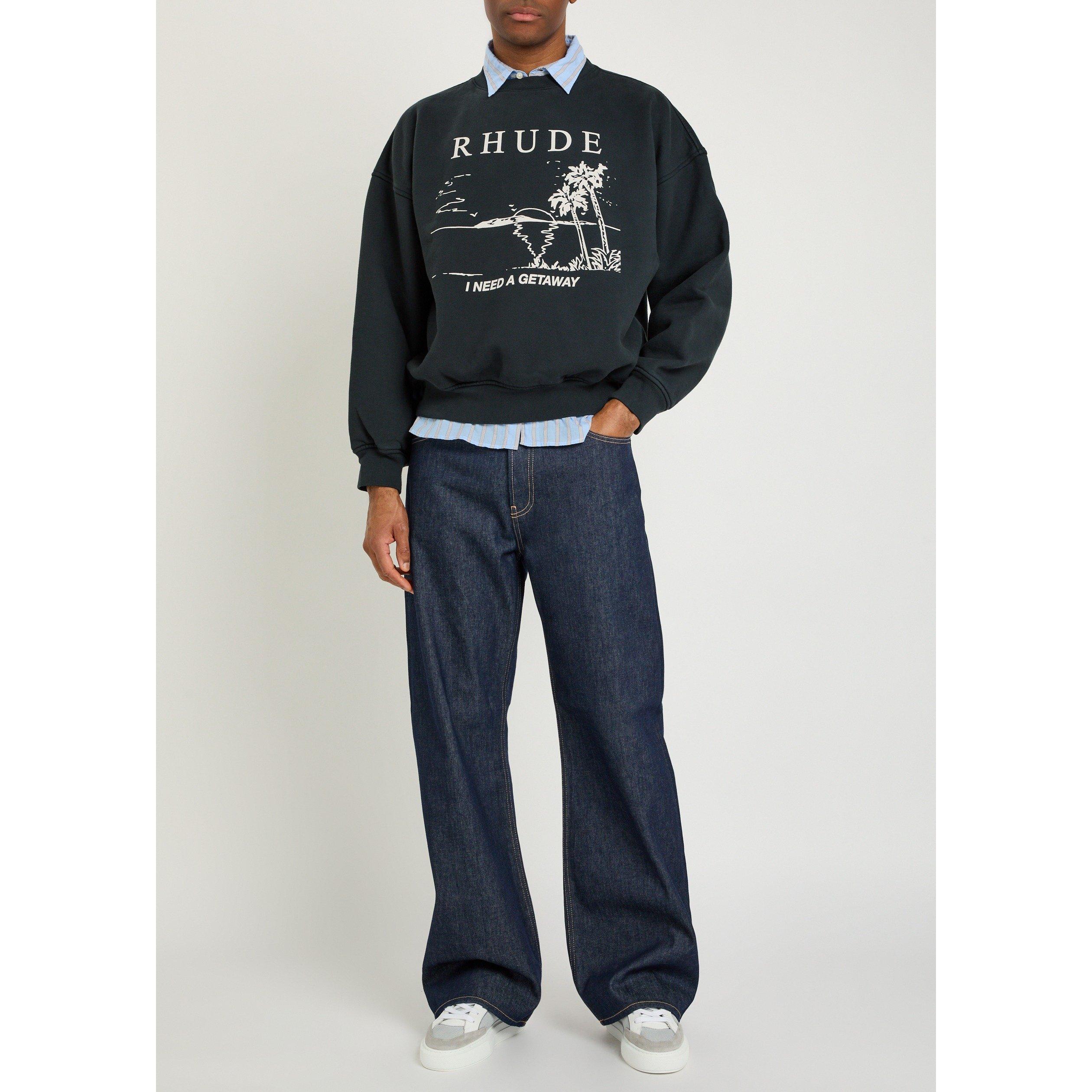 BLACK AND WHITE - Rhude - RH I NEED A GETAWAY CREWNECK - 5