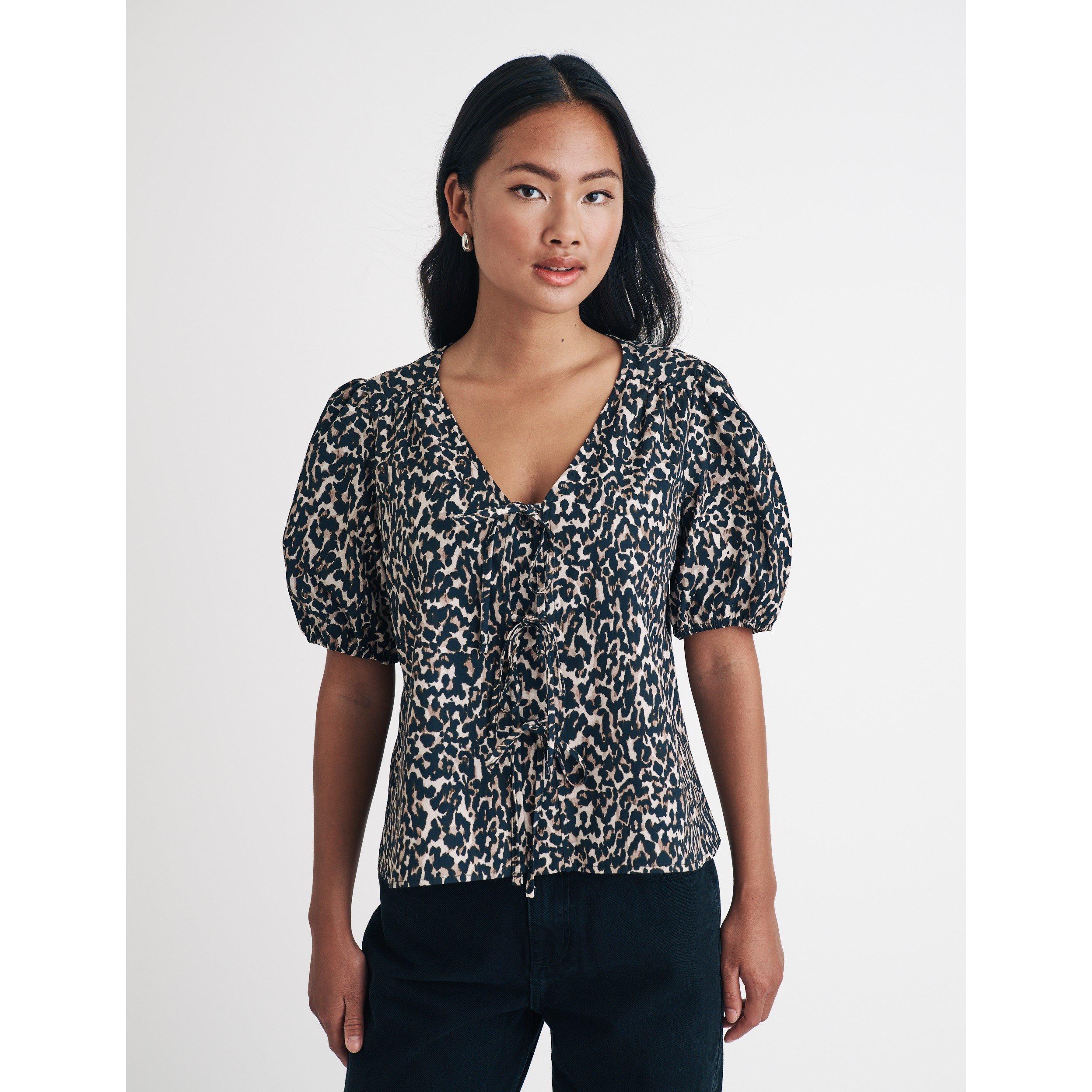 Nobodys Child Women's Bernadetta Tie-Front Top - Leopard - 14 (L)