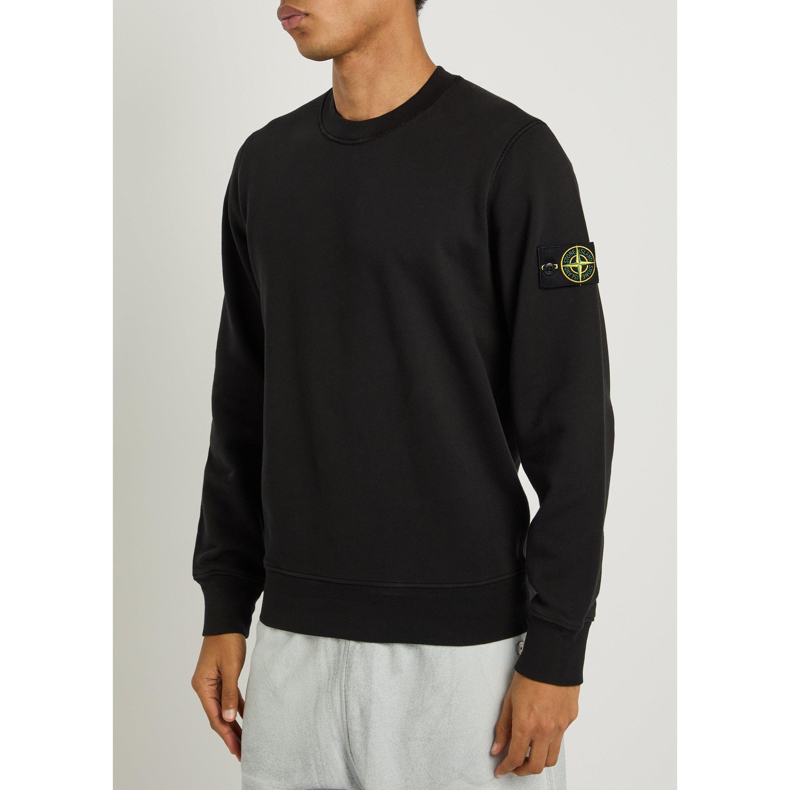 BLACK - Stone Island - Men's SI Classic Badge Crew Cotton Sweatshirt - 2