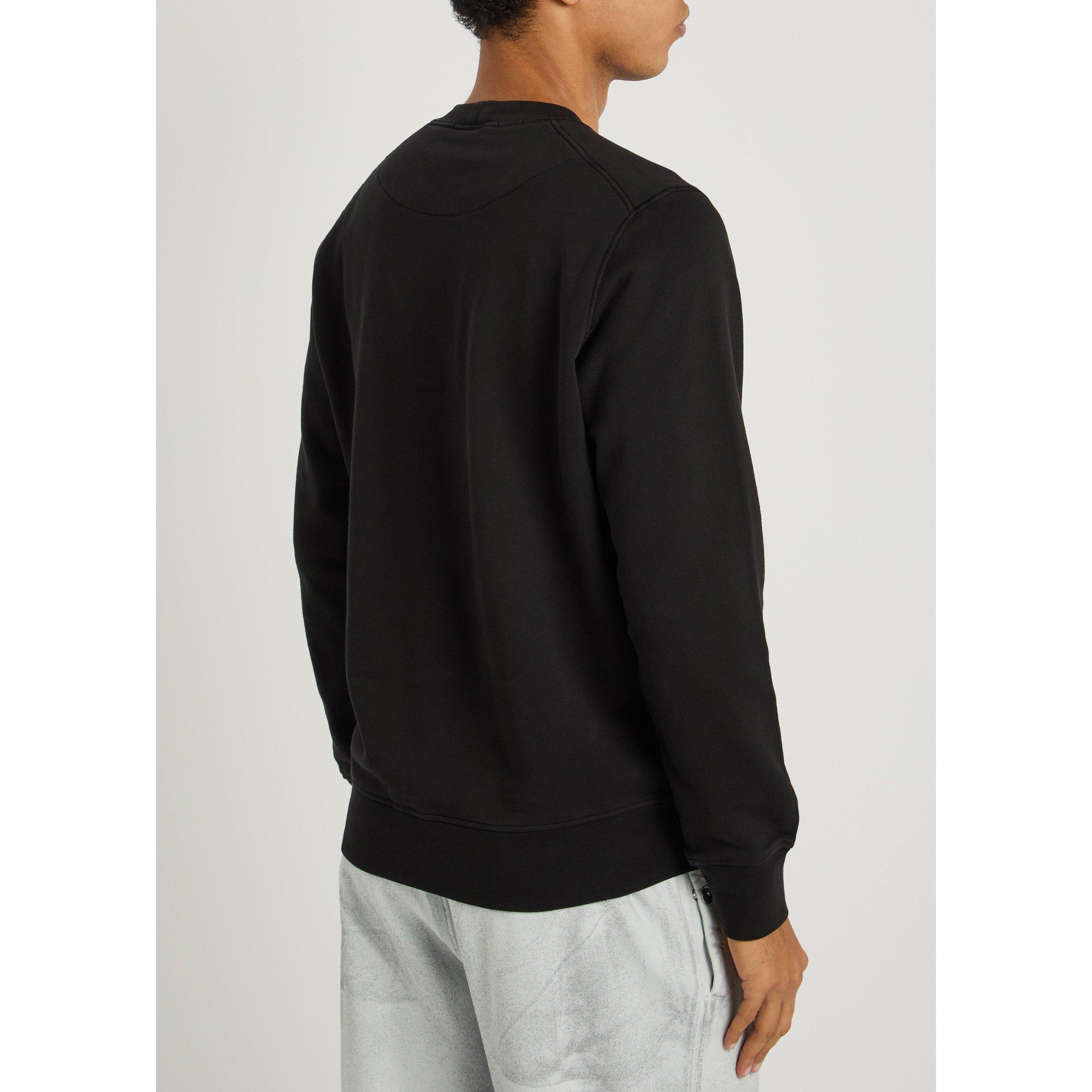 BLACK - Stone Island - Men's SI Classic Badge Crew Cotton Sweatshirt - 3