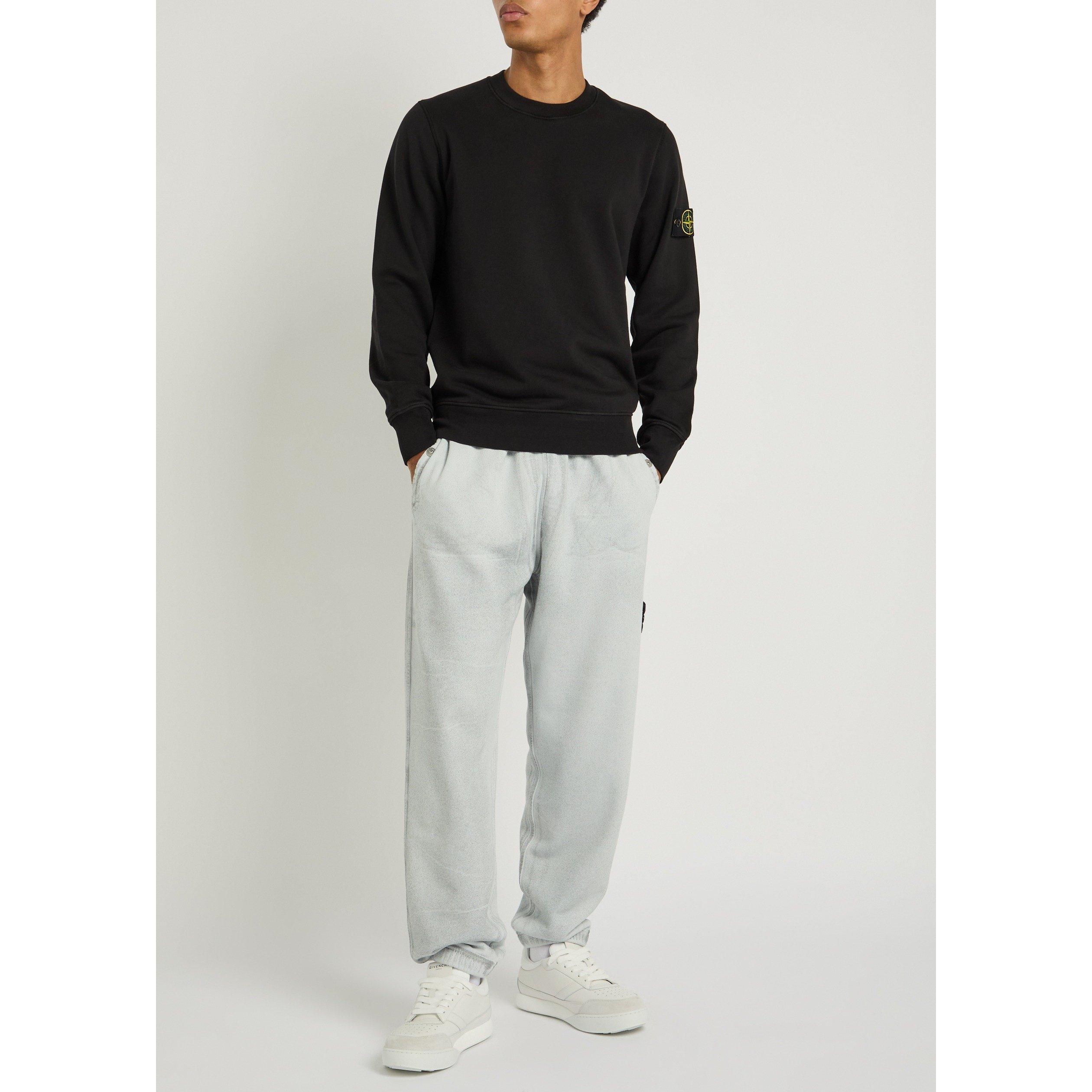 BLACK - Stone Island - Men's SI Classic Badge Crew Cotton Sweatshirt - 5