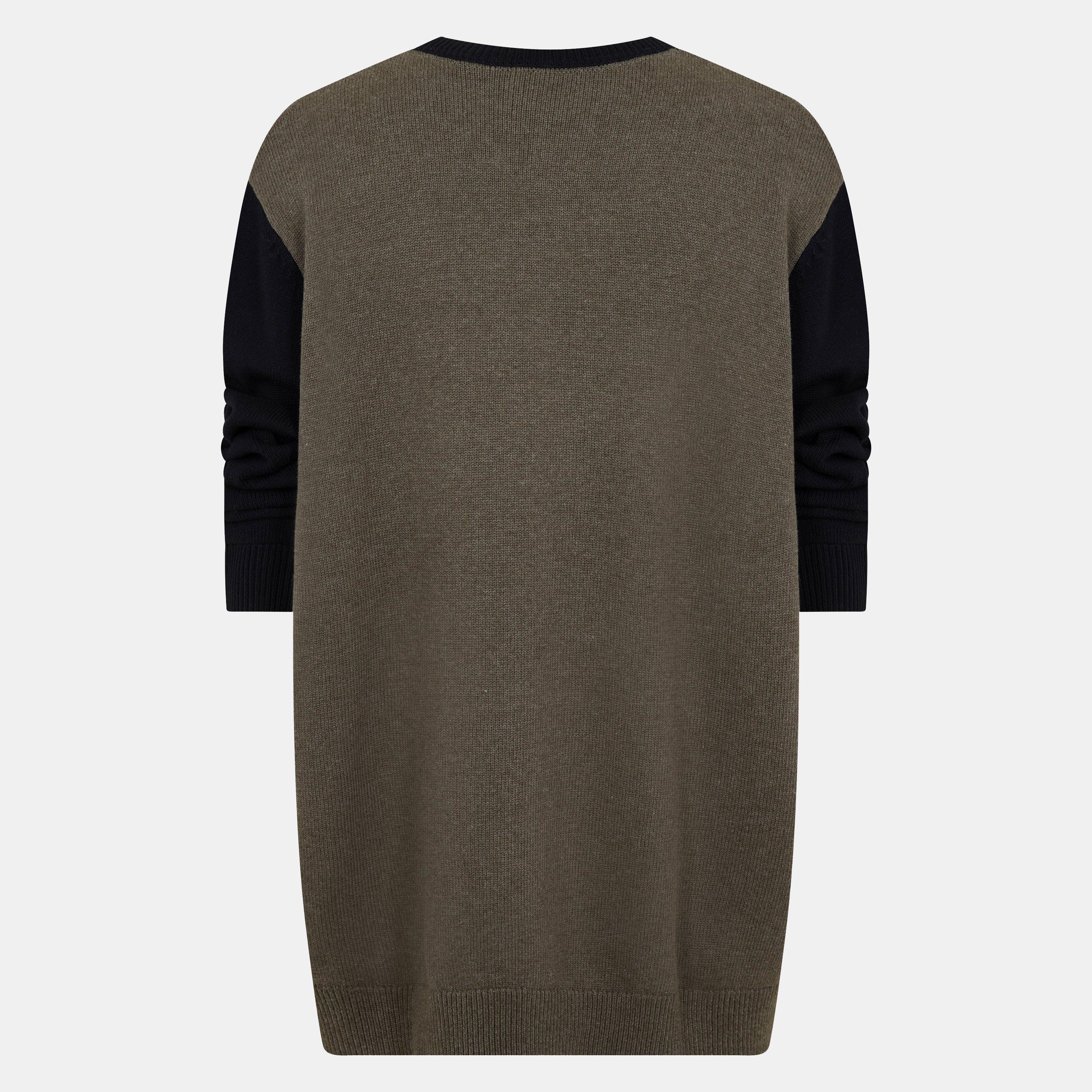 Olive Marl/Jet - Lyle and Scott - Block Crew Neck Sweater - 2