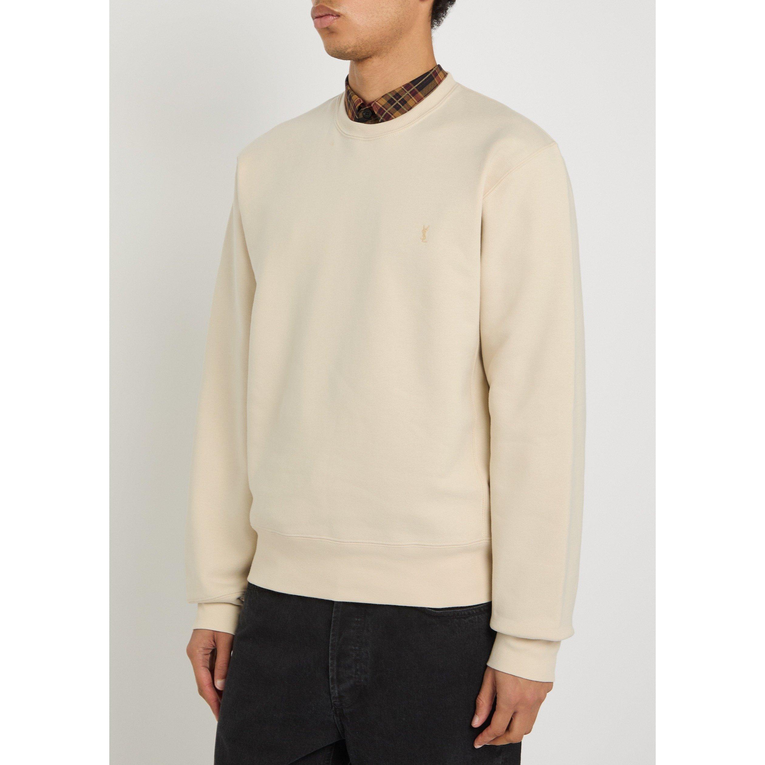 OFF WHITE - Saint Laurent - Men's Nouvelle Version TA4 Cotton Long-Sleeve Relaxed-Fit Crew Sweater - 2
