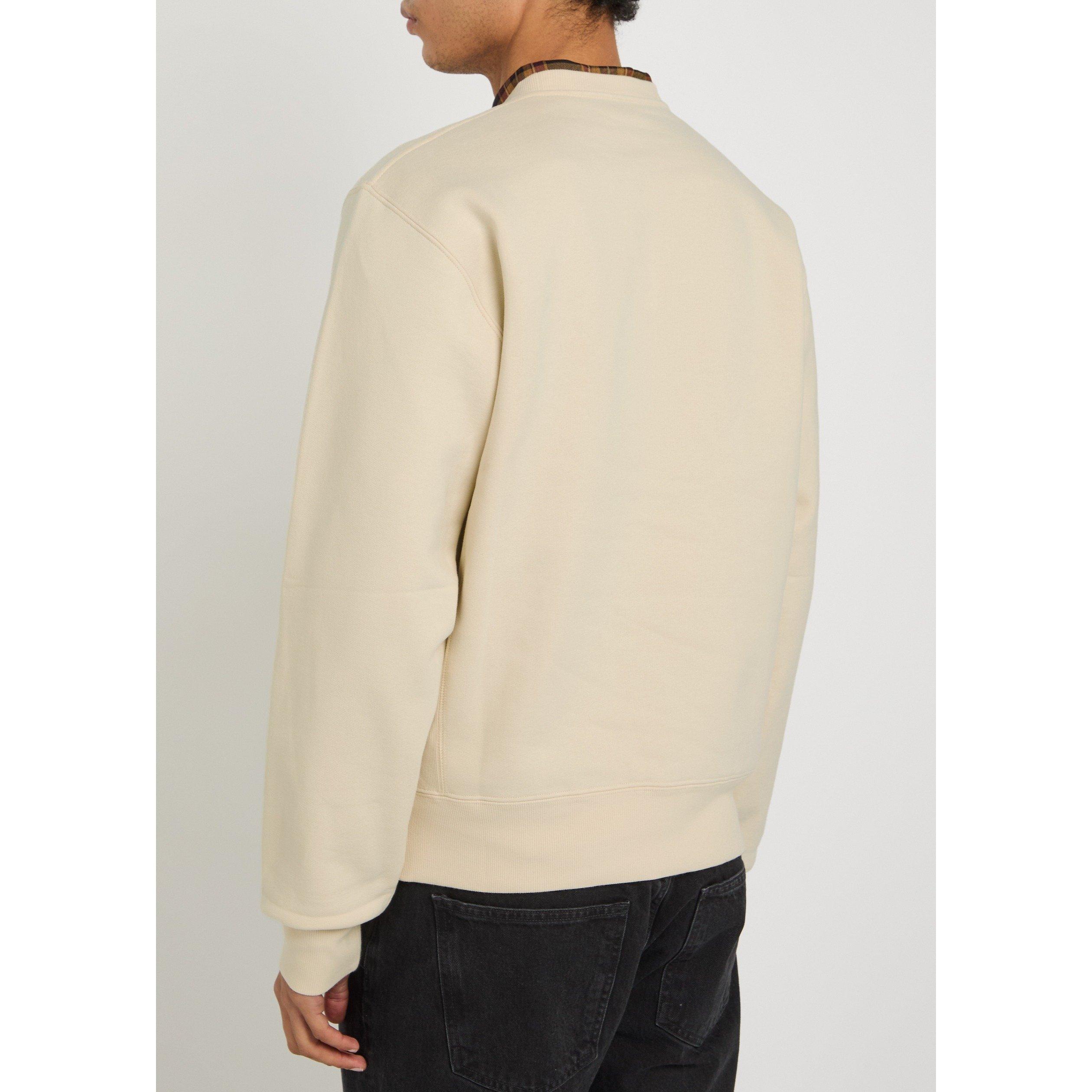OFF WHITE - Saint Laurent - Men's Nouvelle Version TA4 Cotton Long-Sleeve Relaxed-Fit Crew Sweater - 3