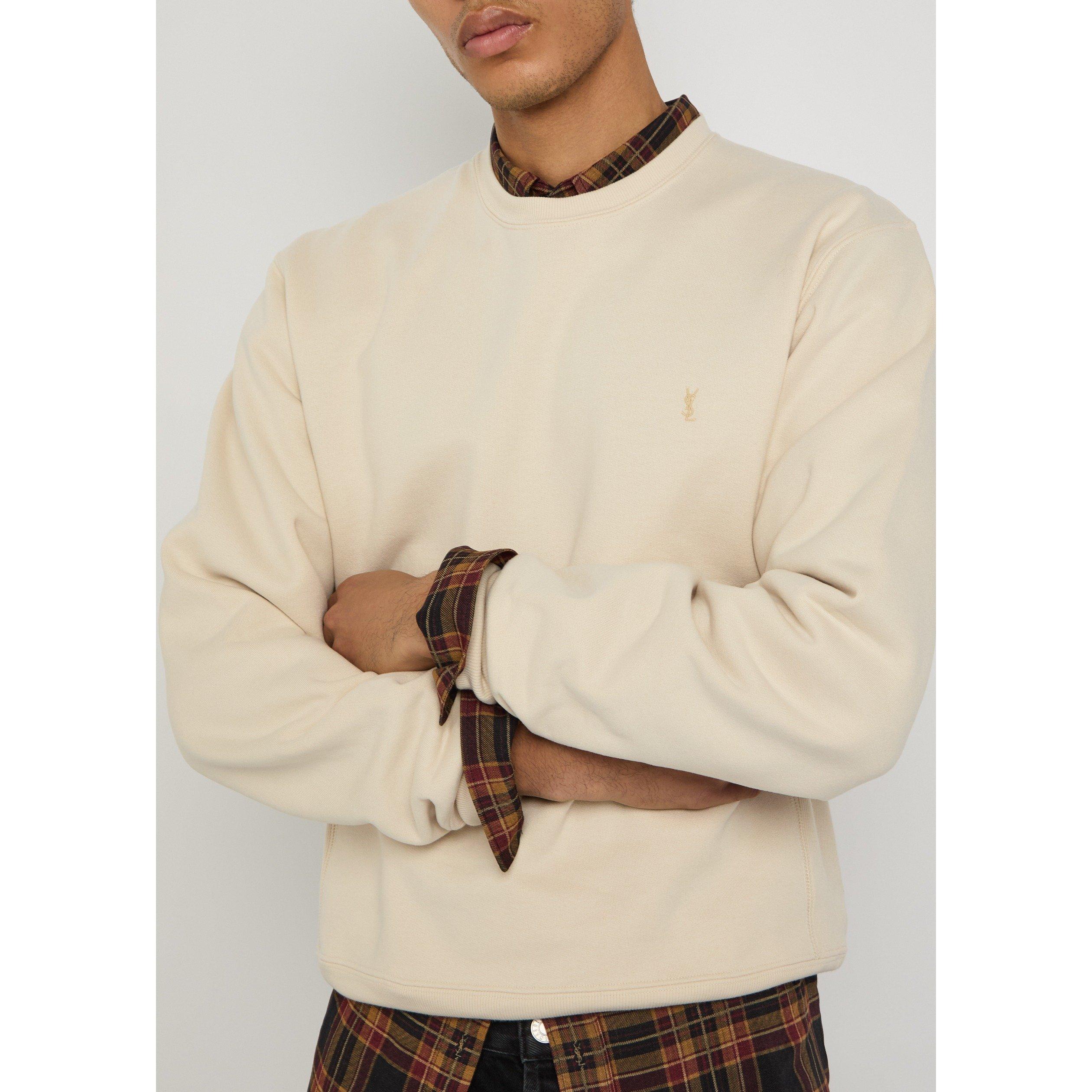 OFF WHITE - Saint Laurent - Men's Nouvelle Version TA4 Cotton Long-Sleeve Relaxed-Fit Crew Sweater - 4