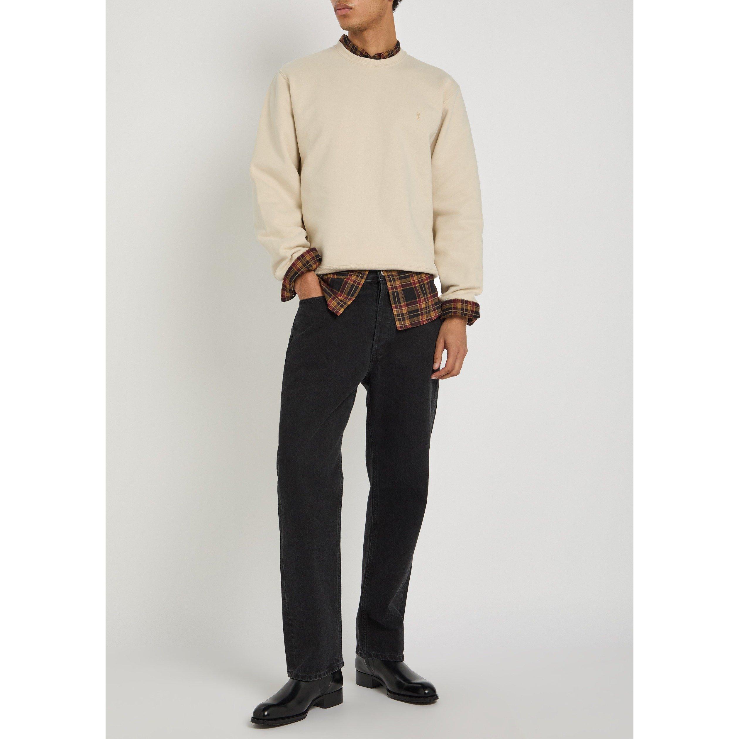 OFF WHITE - Saint Laurent - Men's Nouvelle Version TA4 Cotton Long-Sleeve Relaxed-Fit Crew Sweater - 5
