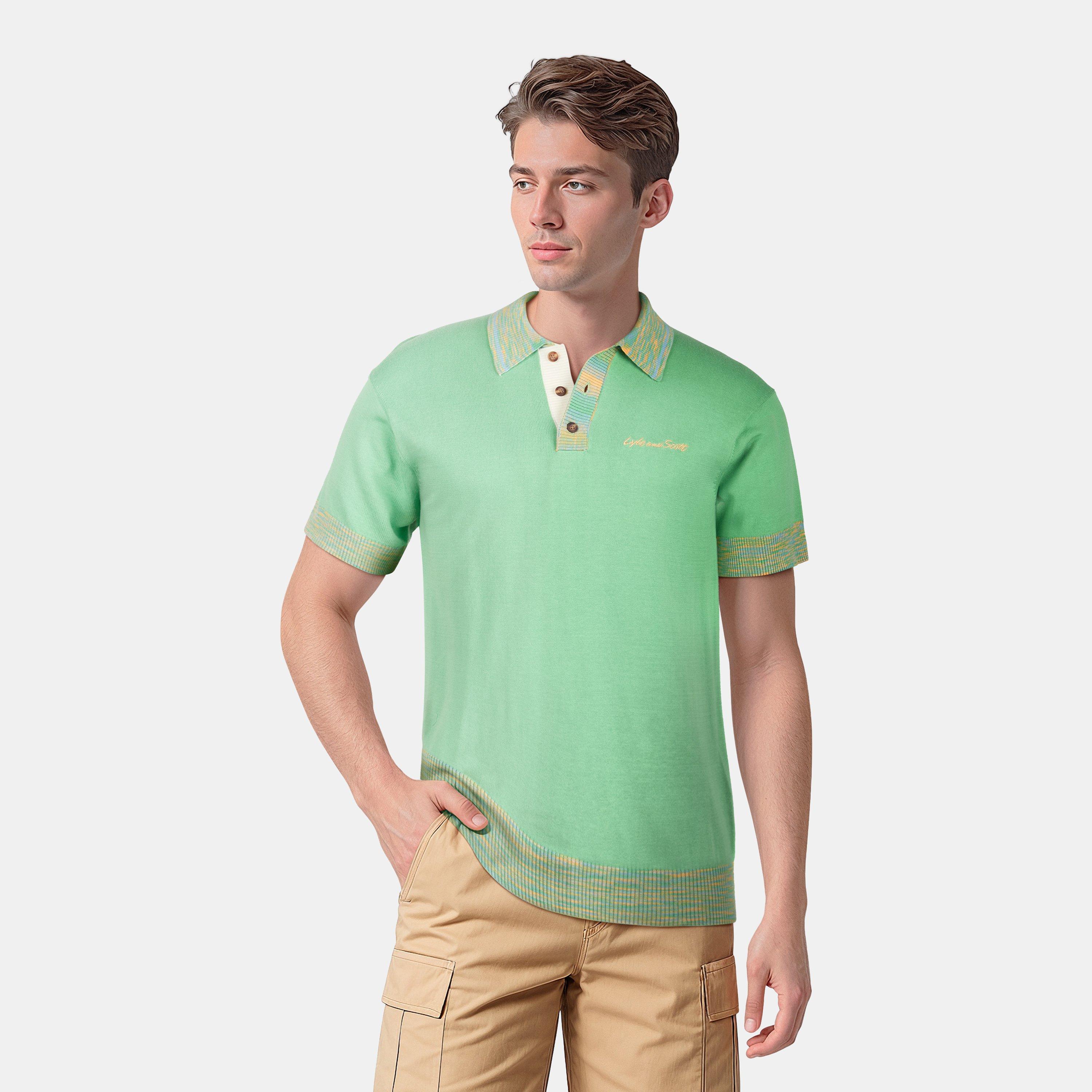 Mollys Green - Vert de Molly - Lyle and Scott - Men's Knitted Short-Sleeve Polo Shirt - 3