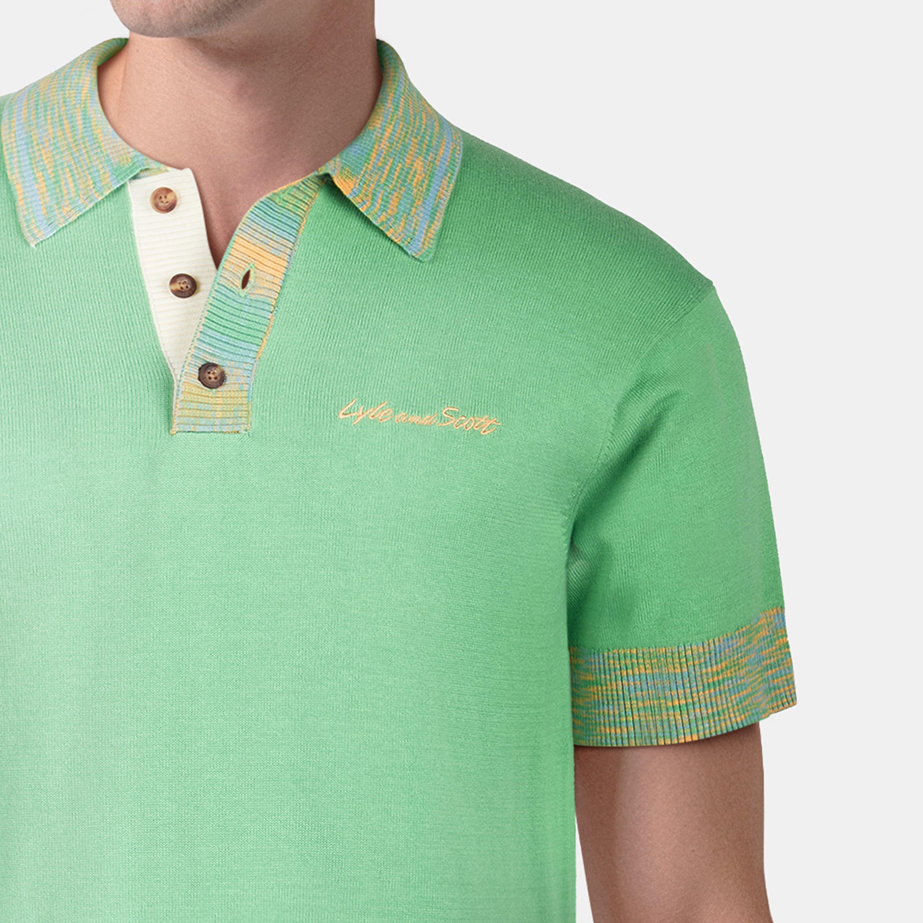 Mollys Green - Vert de Molly - Lyle and Scott - Men's Knitted Short-Sleeve Polo Shirt - 5