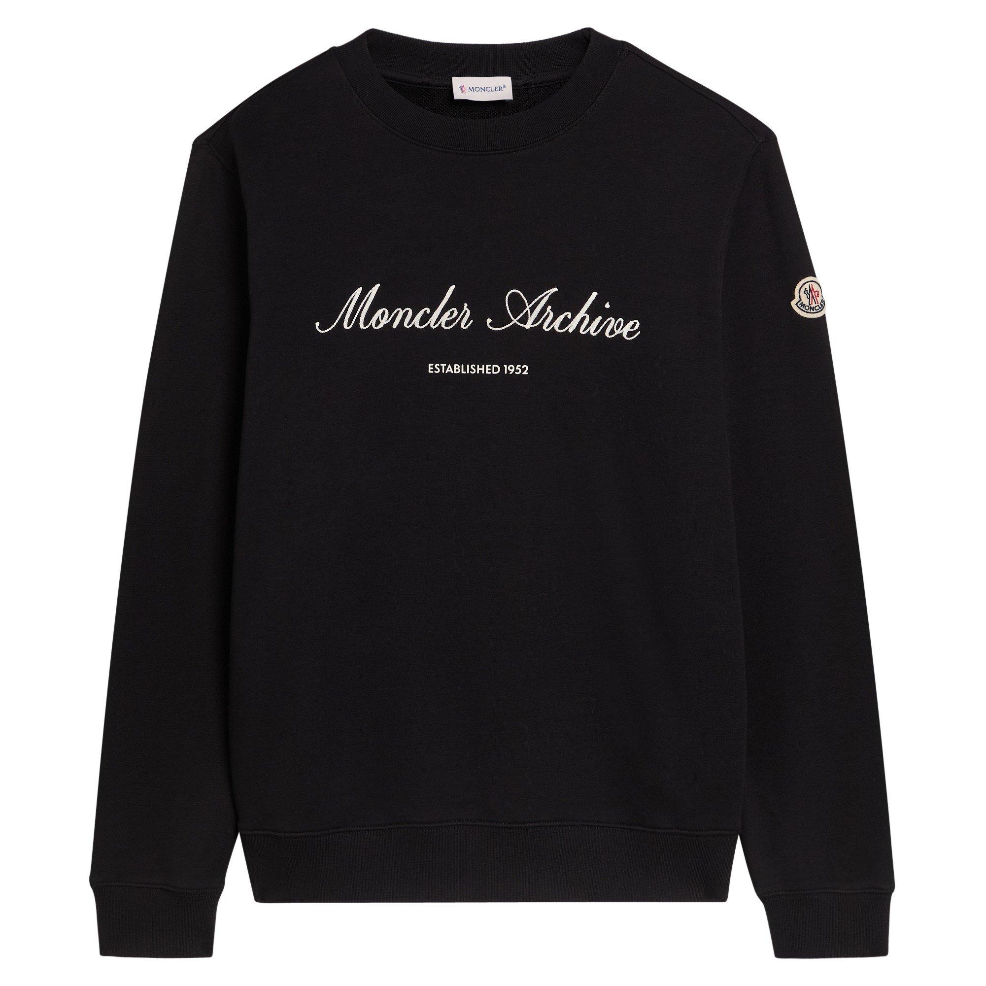 BLACK - Moncler - Men's Chest Logo Knit Crew Cotton Sweatshirt - 1