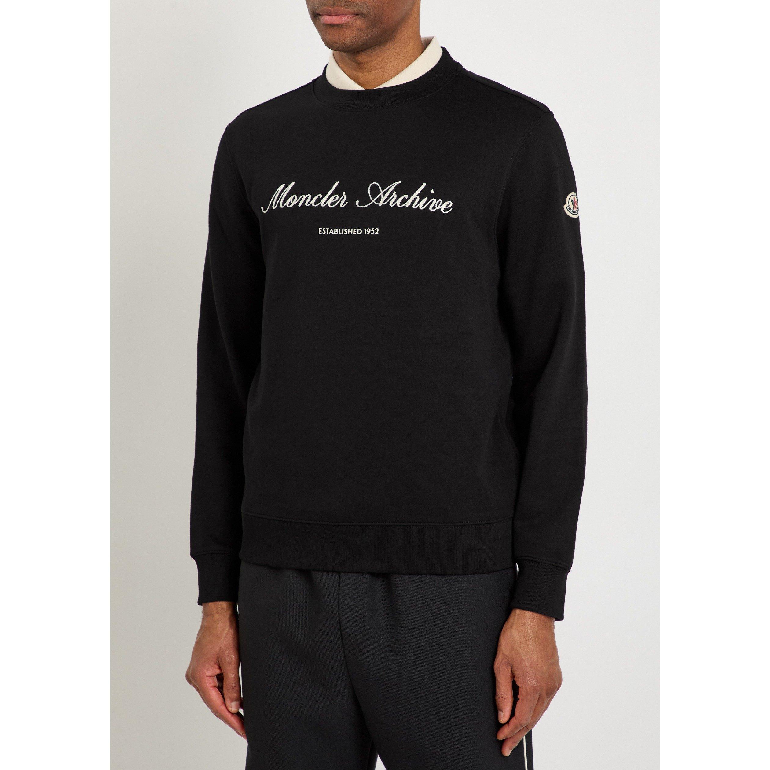 BLACK - Moncler - Men's Chest Logo Knit Crew Cotton Sweatshirt - 2