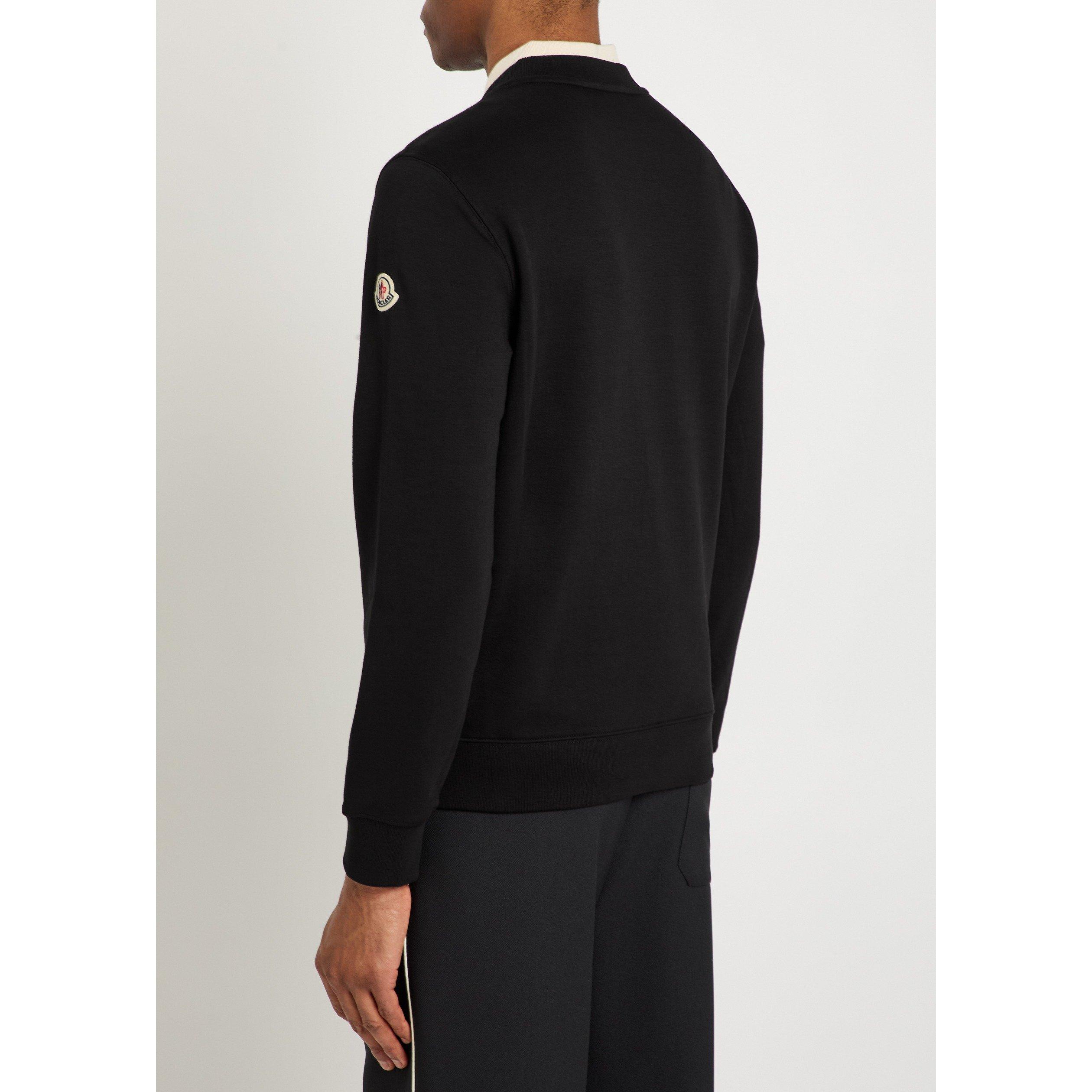 BLACK - Moncler - Men's Chest Logo Knit Crew Cotton Sweatshirt - 3