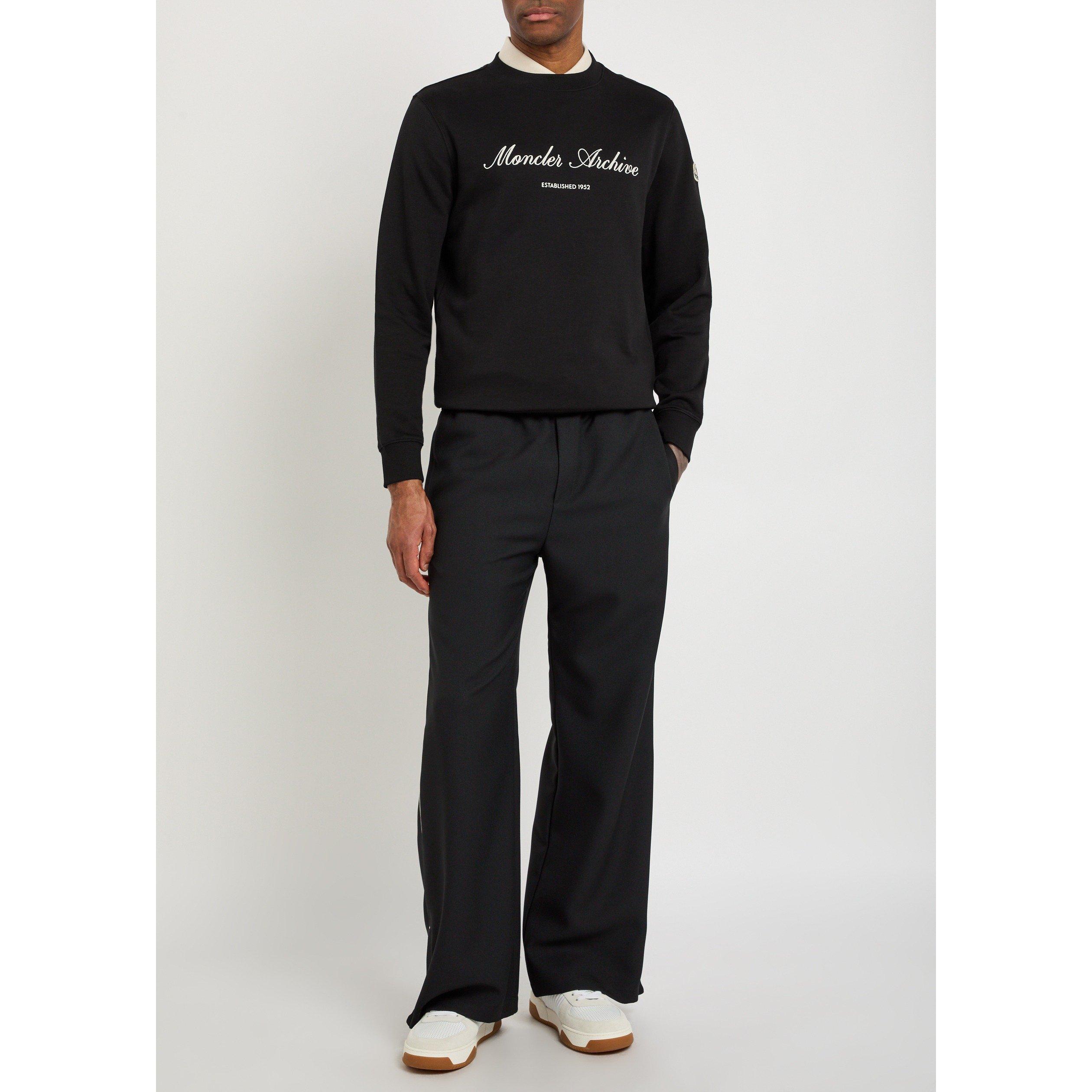 BLACK - Moncler - Men's Chest Logo Knit Crew Cotton Sweatshirt - 5