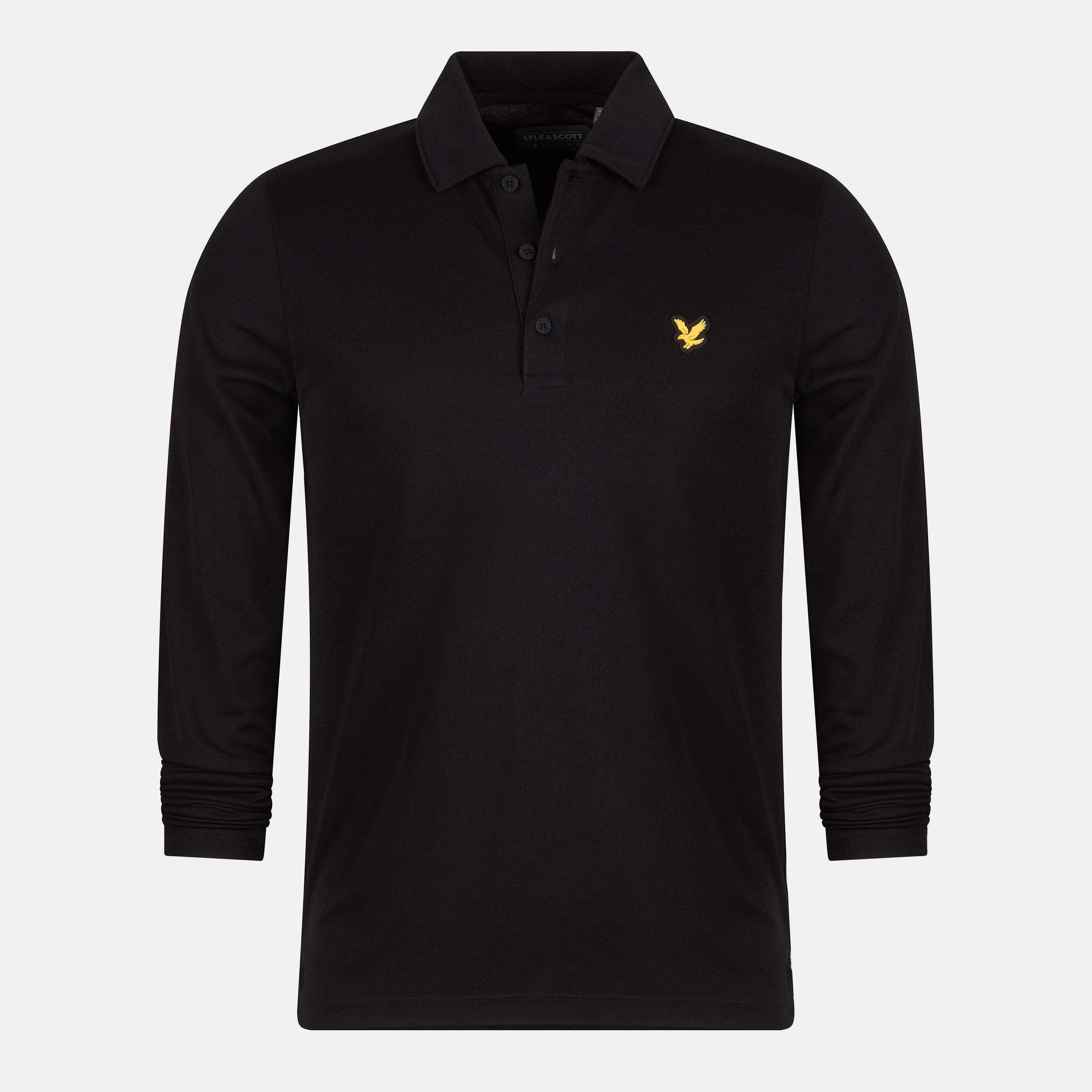 Jet Black - Lyle and Scott - Men's Tech Long-Sleeve Polo Shirt - 1
