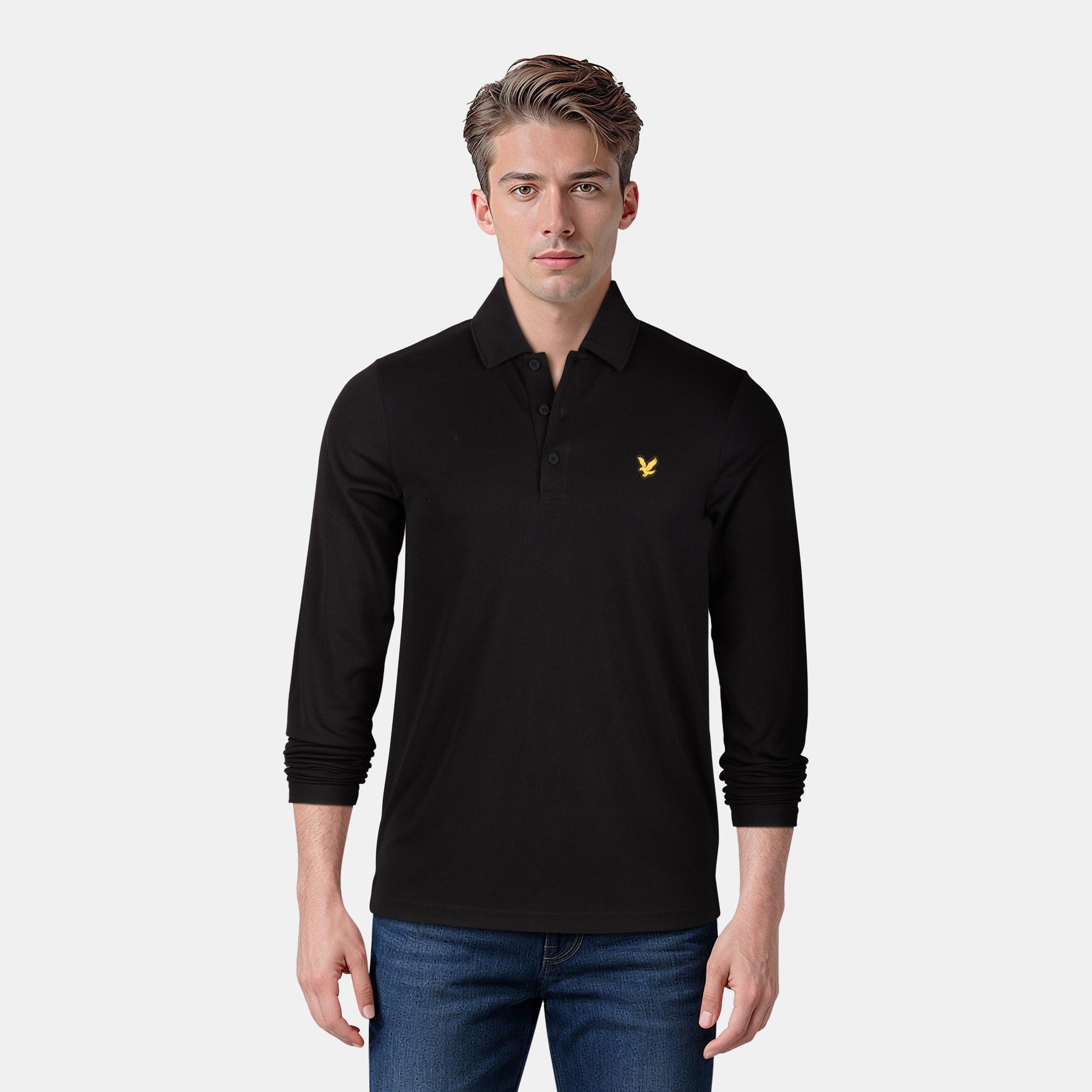 Jet Black - Lyle and Scott - Men's Tech Long-Sleeve Polo Shirt - 3