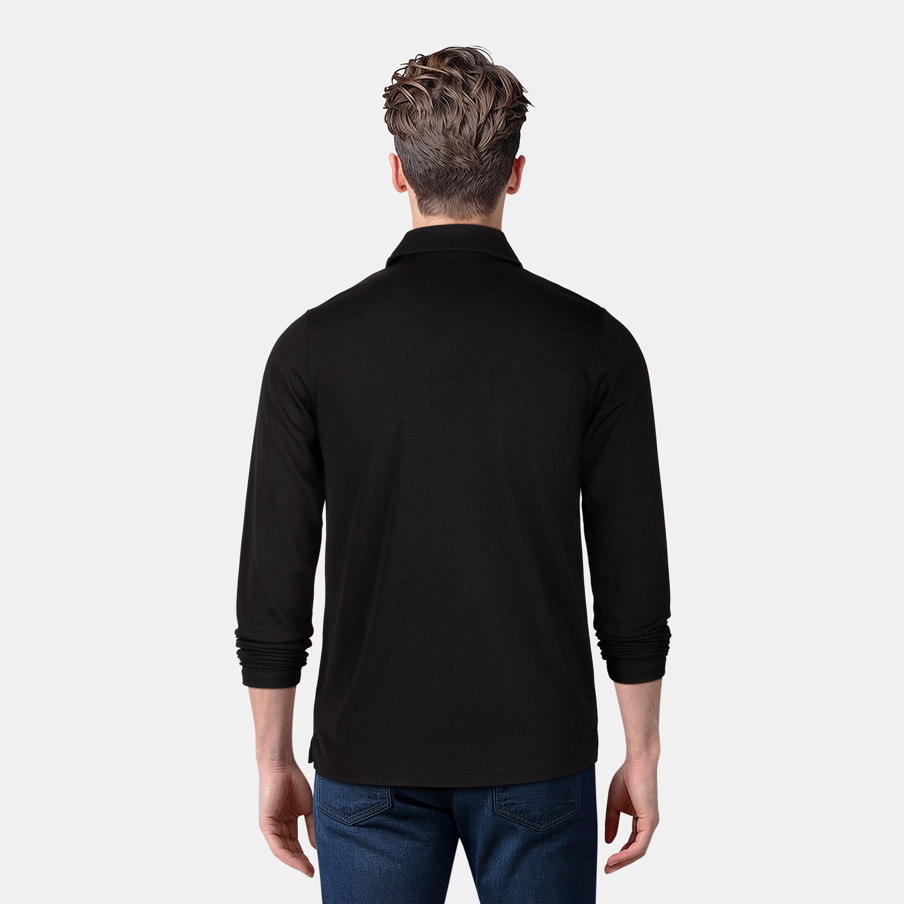 Jet Black - Lyle and Scott - Men's Tech Long-Sleeve Polo Shirt - 4