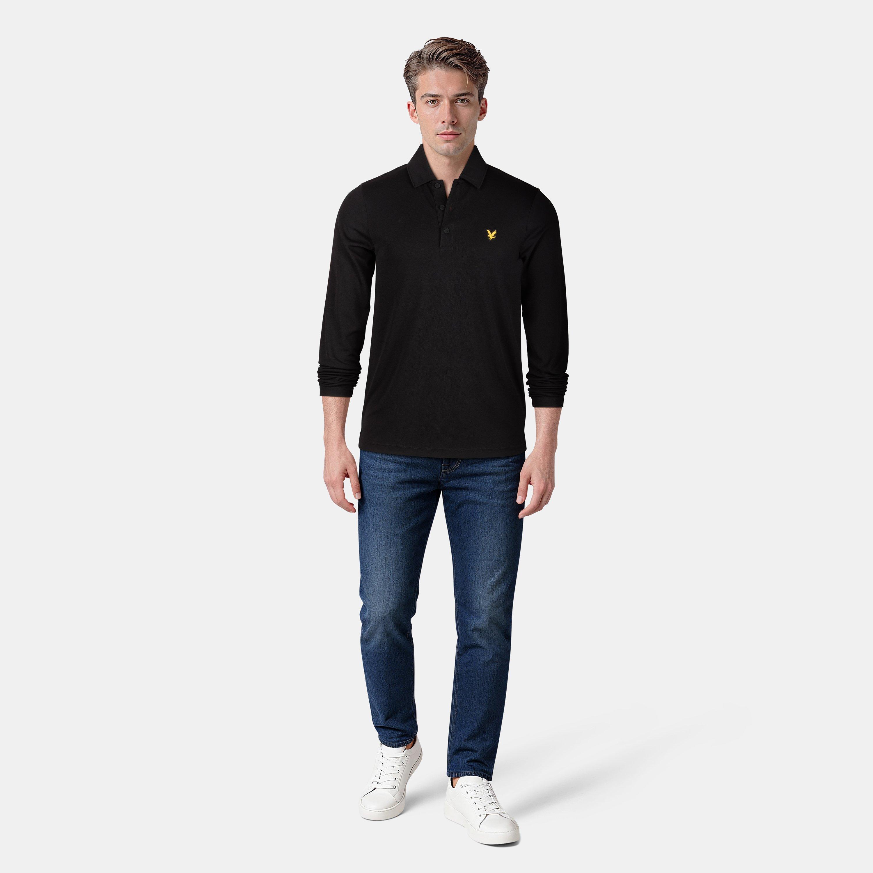Jet Black - Lyle and Scott - Men's Tech Long-Sleeve Polo Shirt - 6