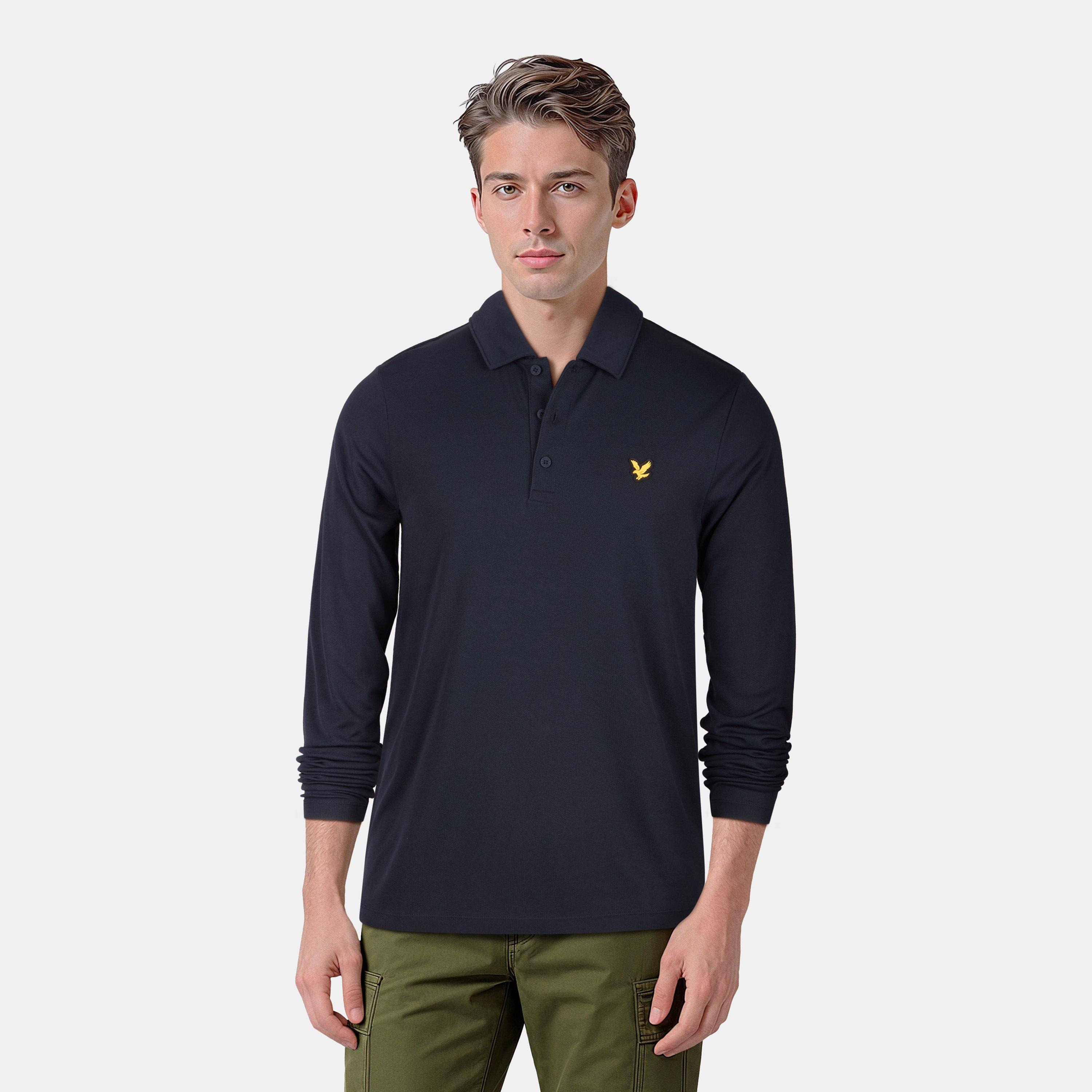 Dark Navy - Lyle and Scott - Men's Tech Long-Sleeve Polo Shirt - 3