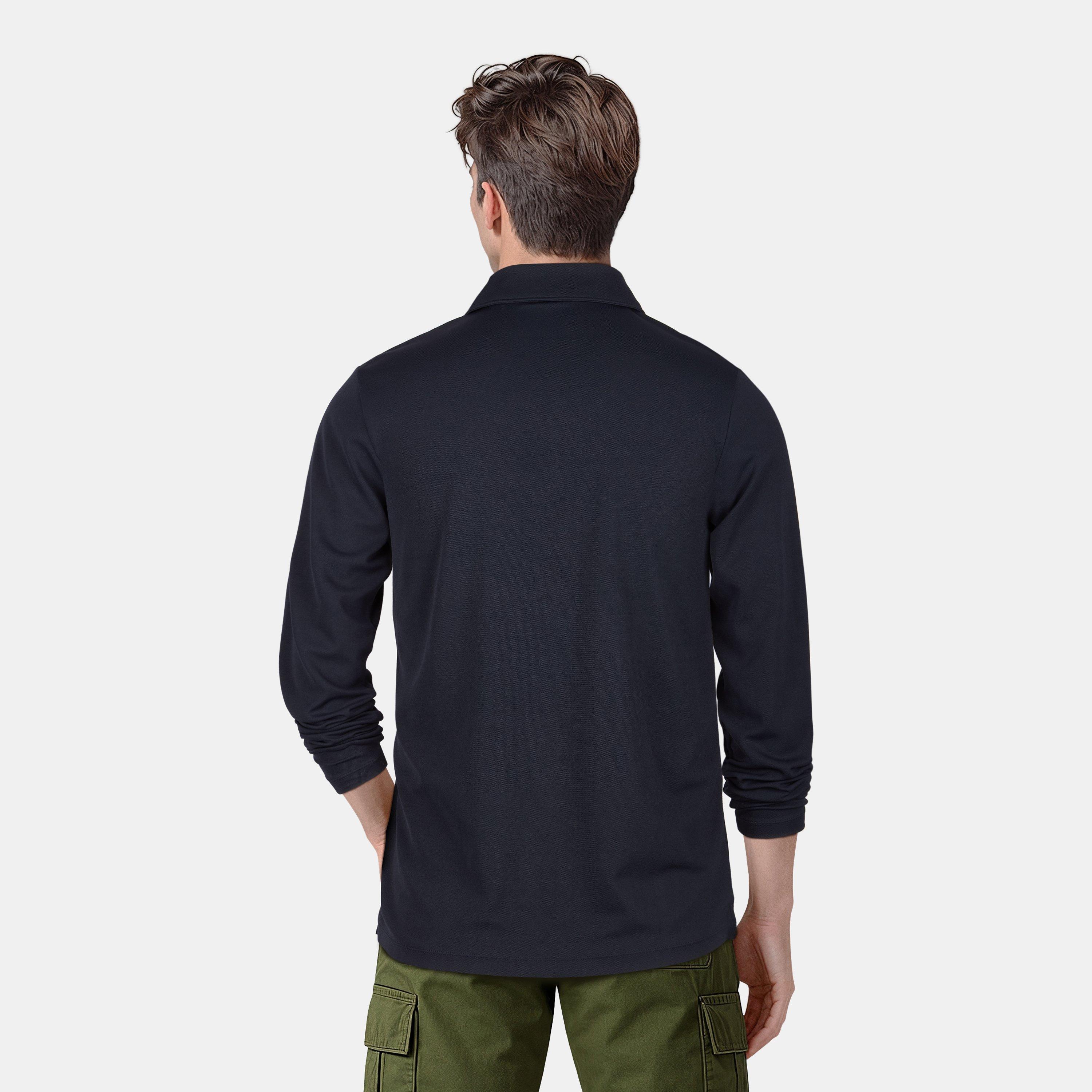 Dark Navy - Lyle and Scott - Men's Tech Long-Sleeve Polo Shirt - 4