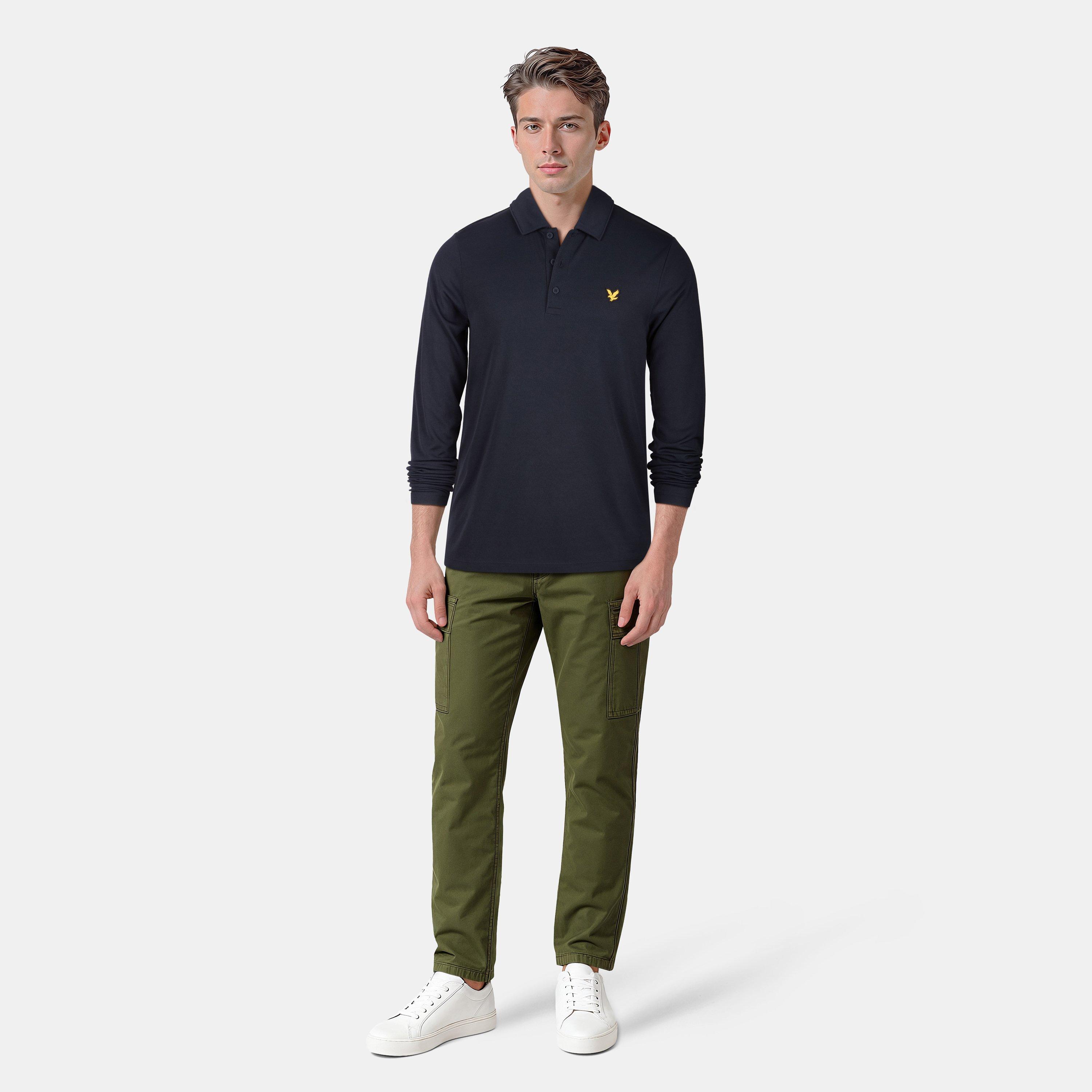 Dark Navy - Lyle and Scott - Men's Tech Long-Sleeve Polo Shirt - 6