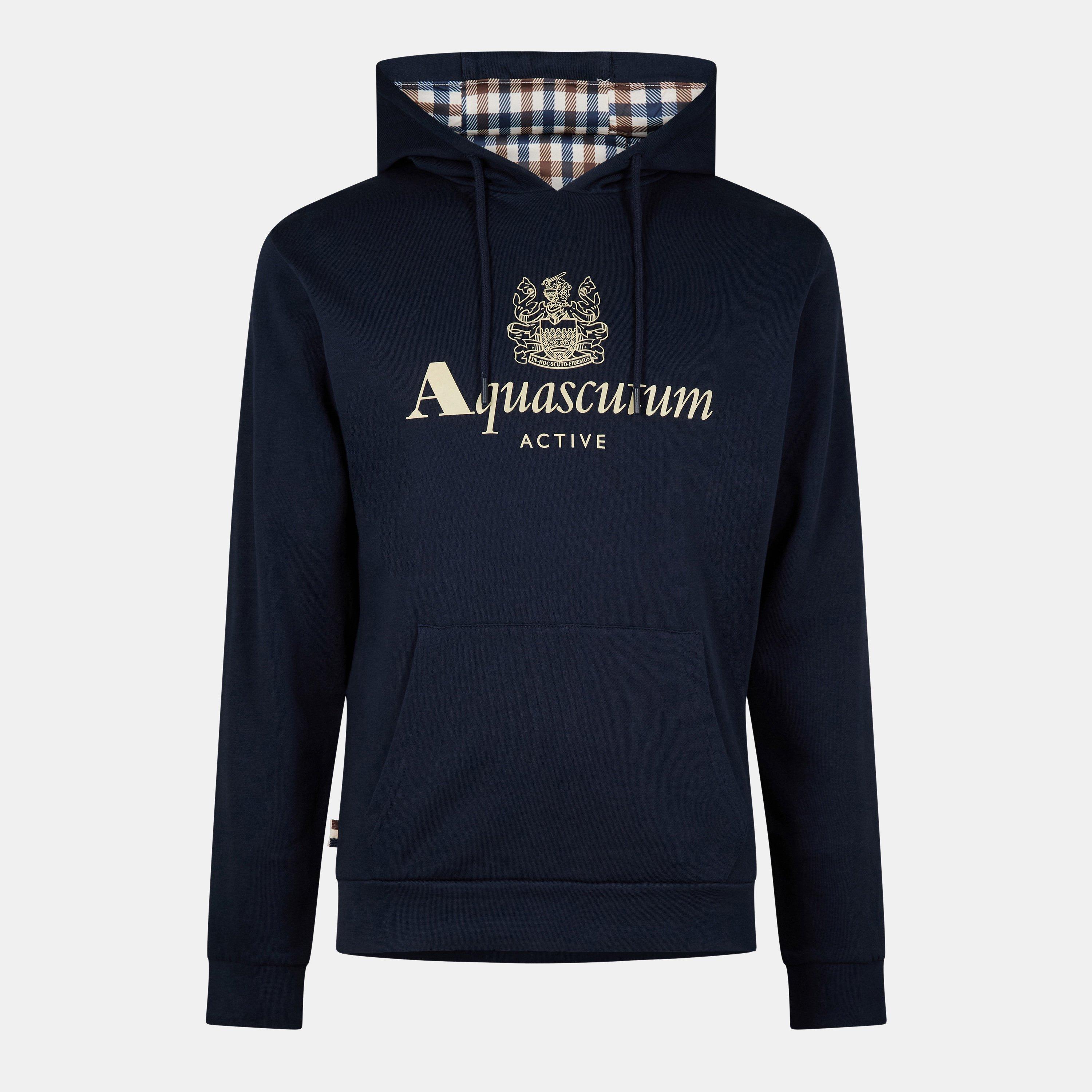 Navy - Aquascutum - Logo Hoodie - 1