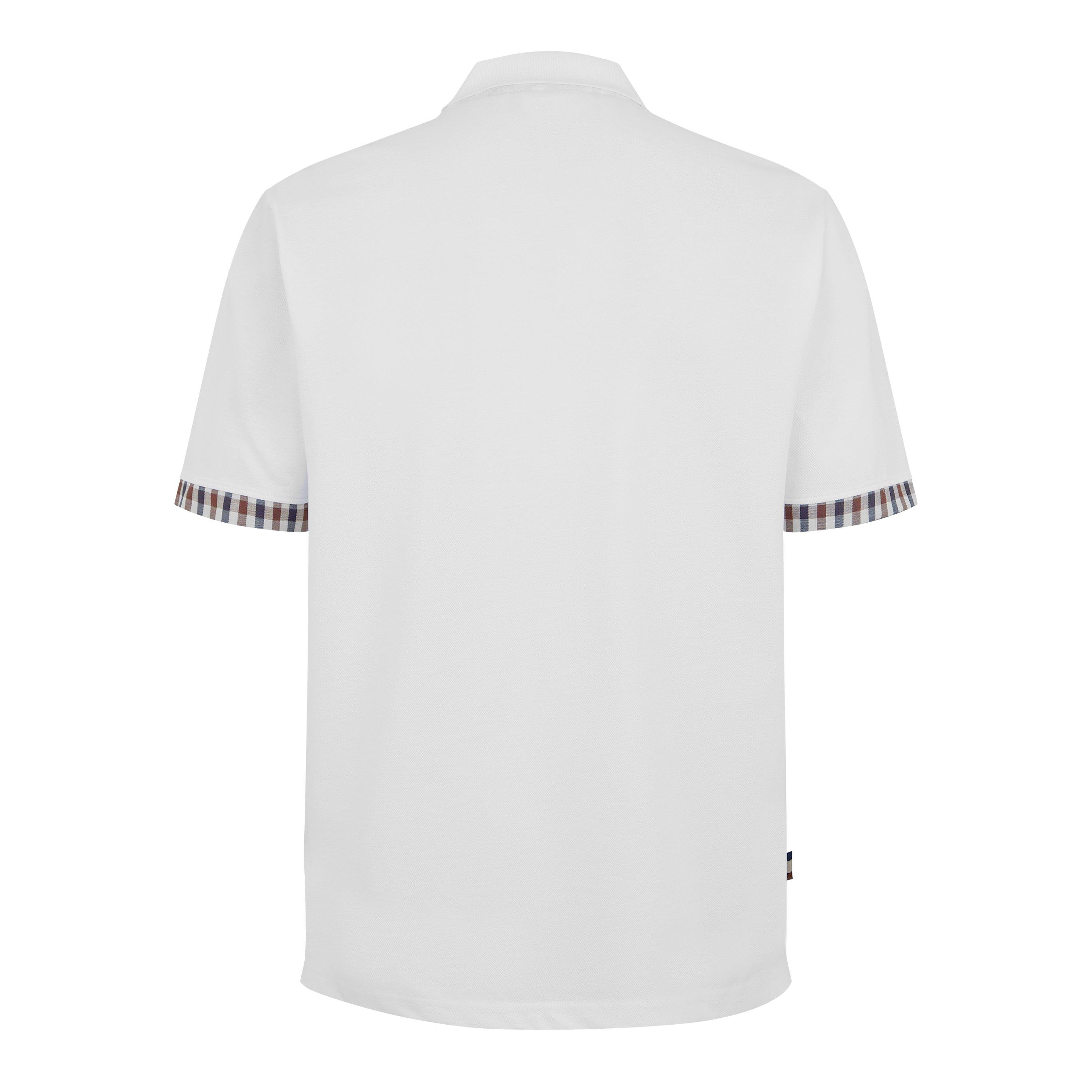 White - Aquascutum - Check Trim Polo Shirt - 2