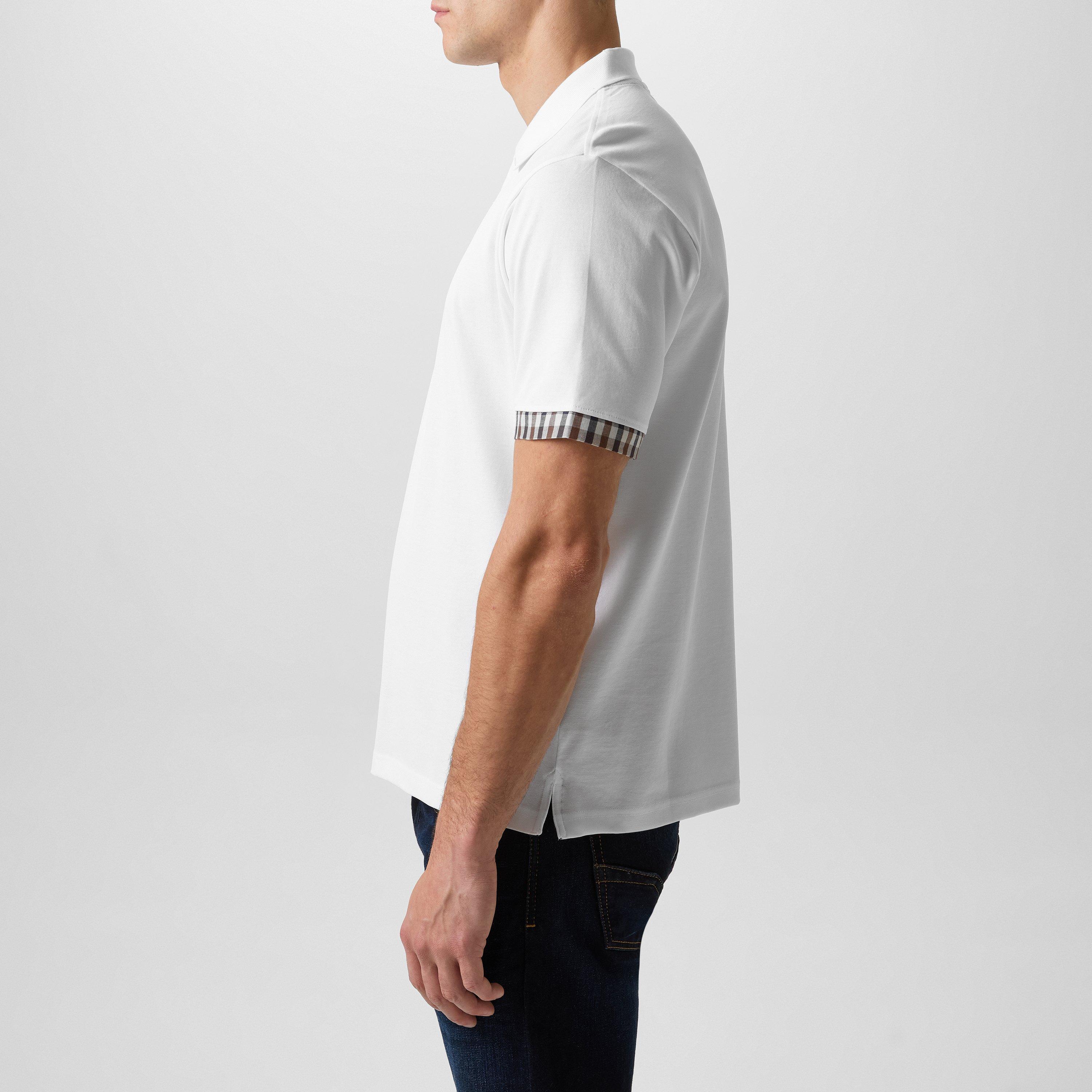 White - Aquascutum - Check Trim Polo Shirt - 5