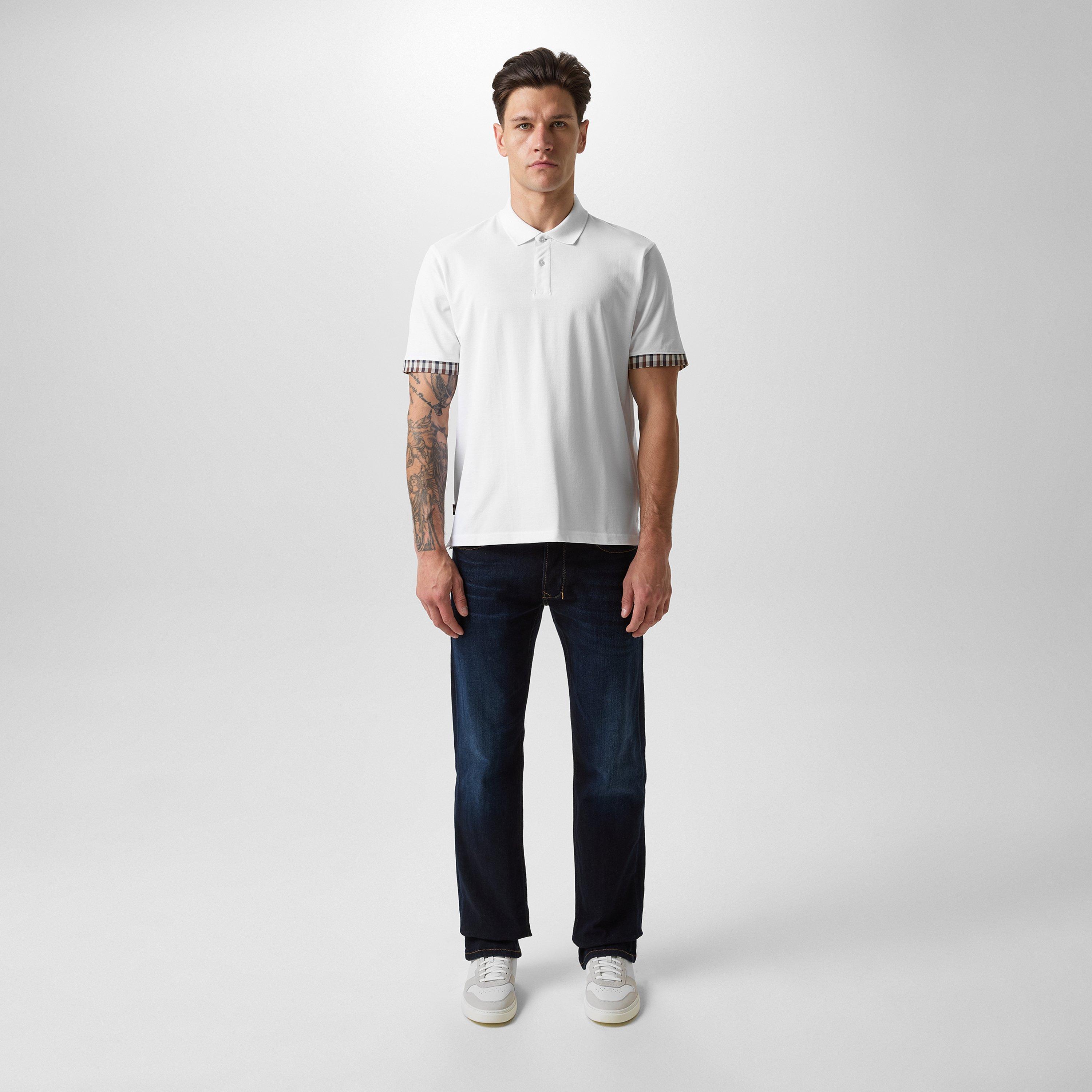 White - Aquascutum - Check Trim Polo Shirt - 6