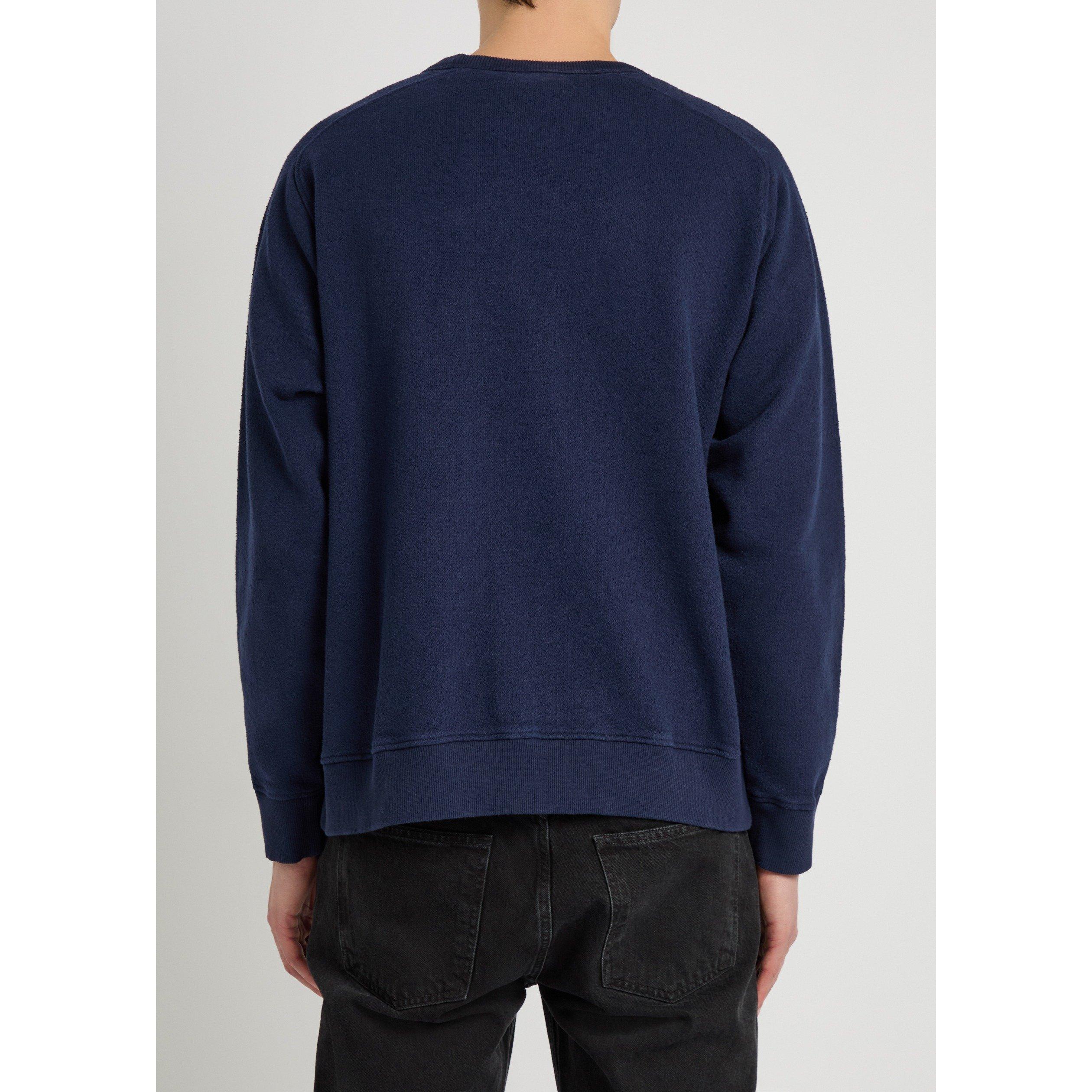 NAVY - YMC - Men's Textured Cotton Crew Sweatshirt - 3