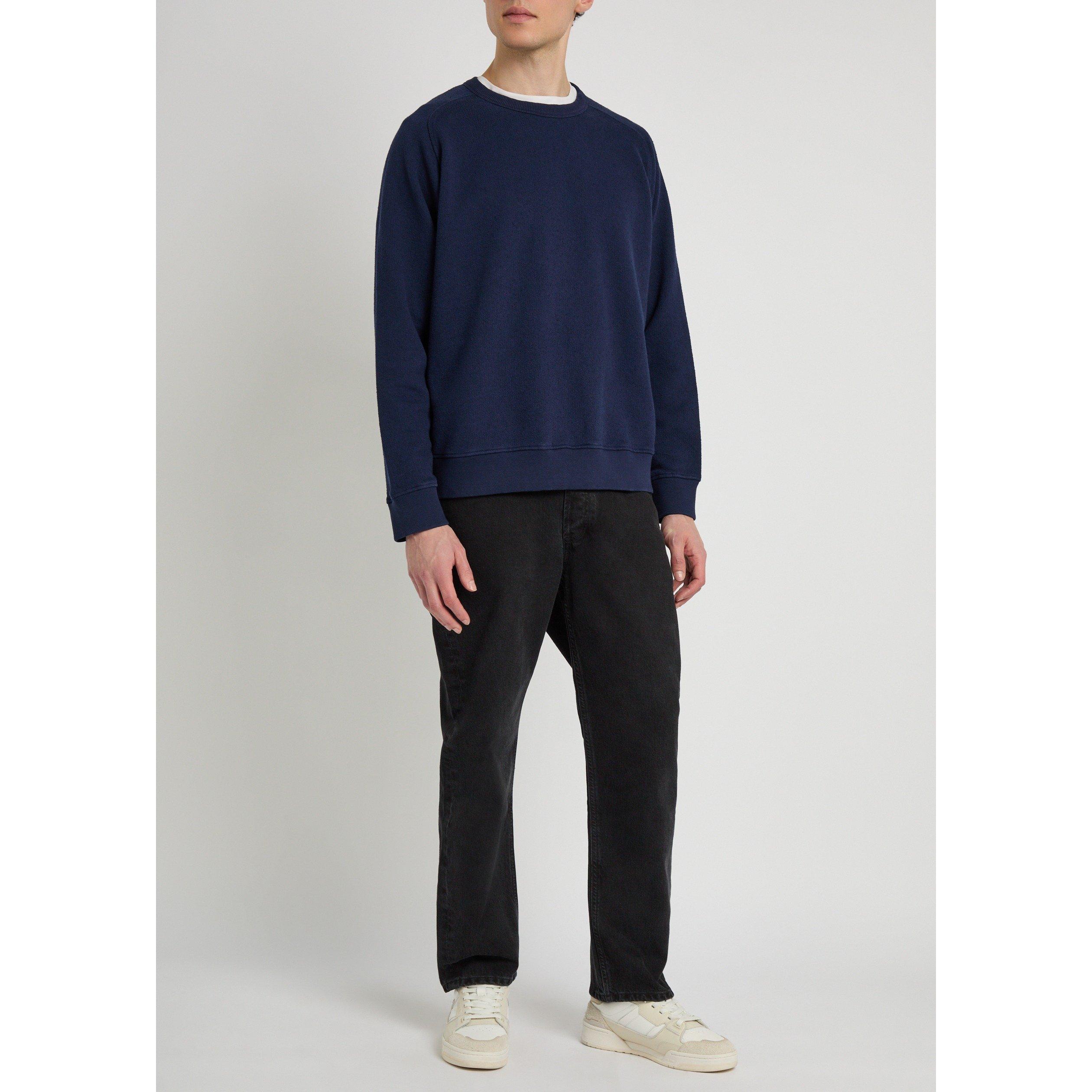 NAVY - YMC - Men's Textured Cotton Crew Sweatshirt - 5