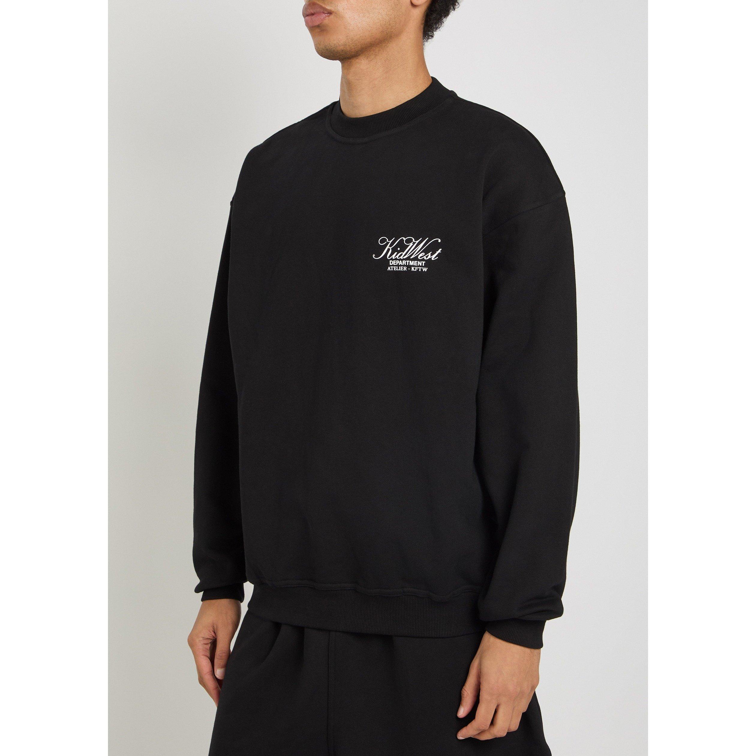 BLACK - Kidwest - Men's Script Crew Cotton Sweatshirt - 2