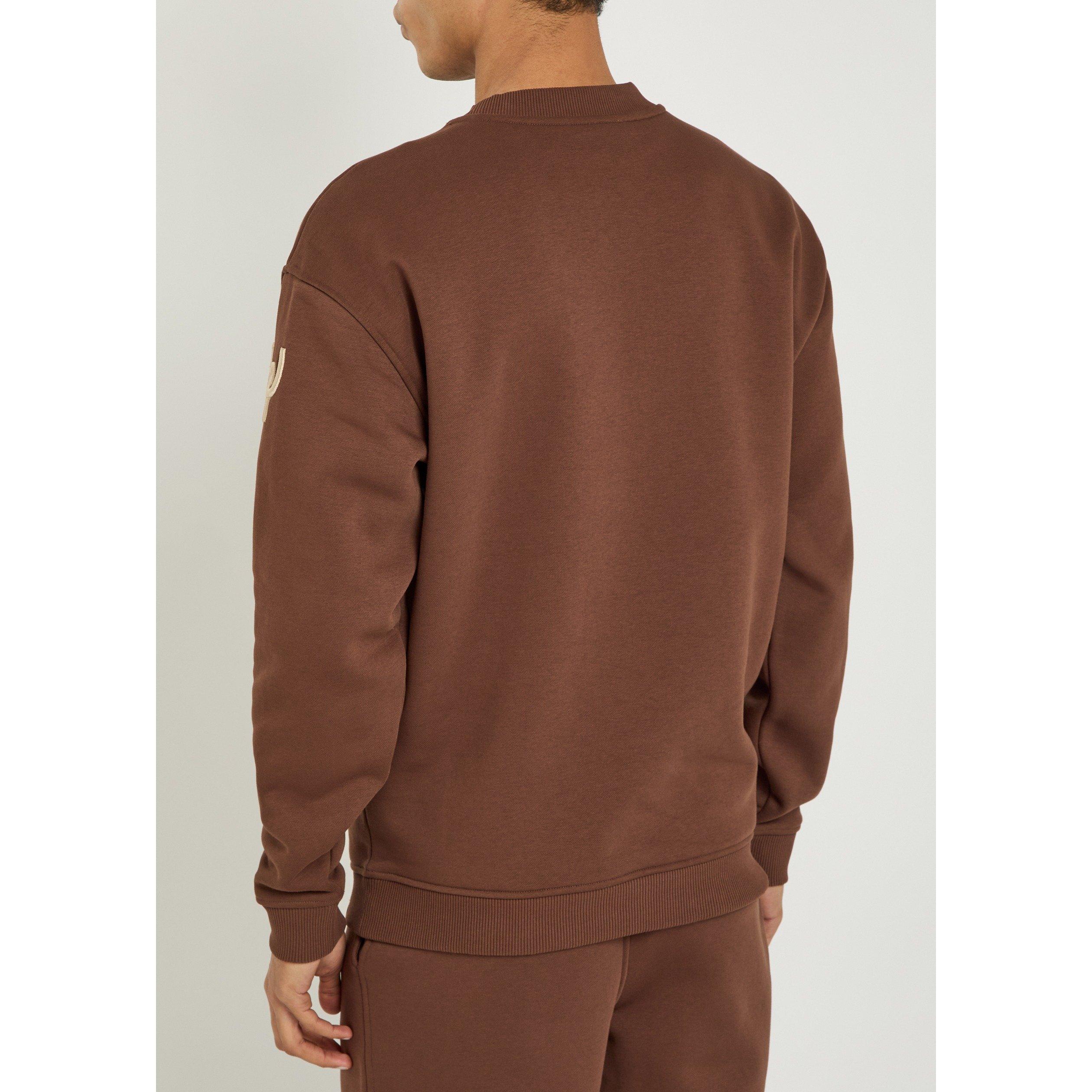 BROWN - Now You Live - Men's Peatling Cotton Oversized-Fit Sweatshirt - 3