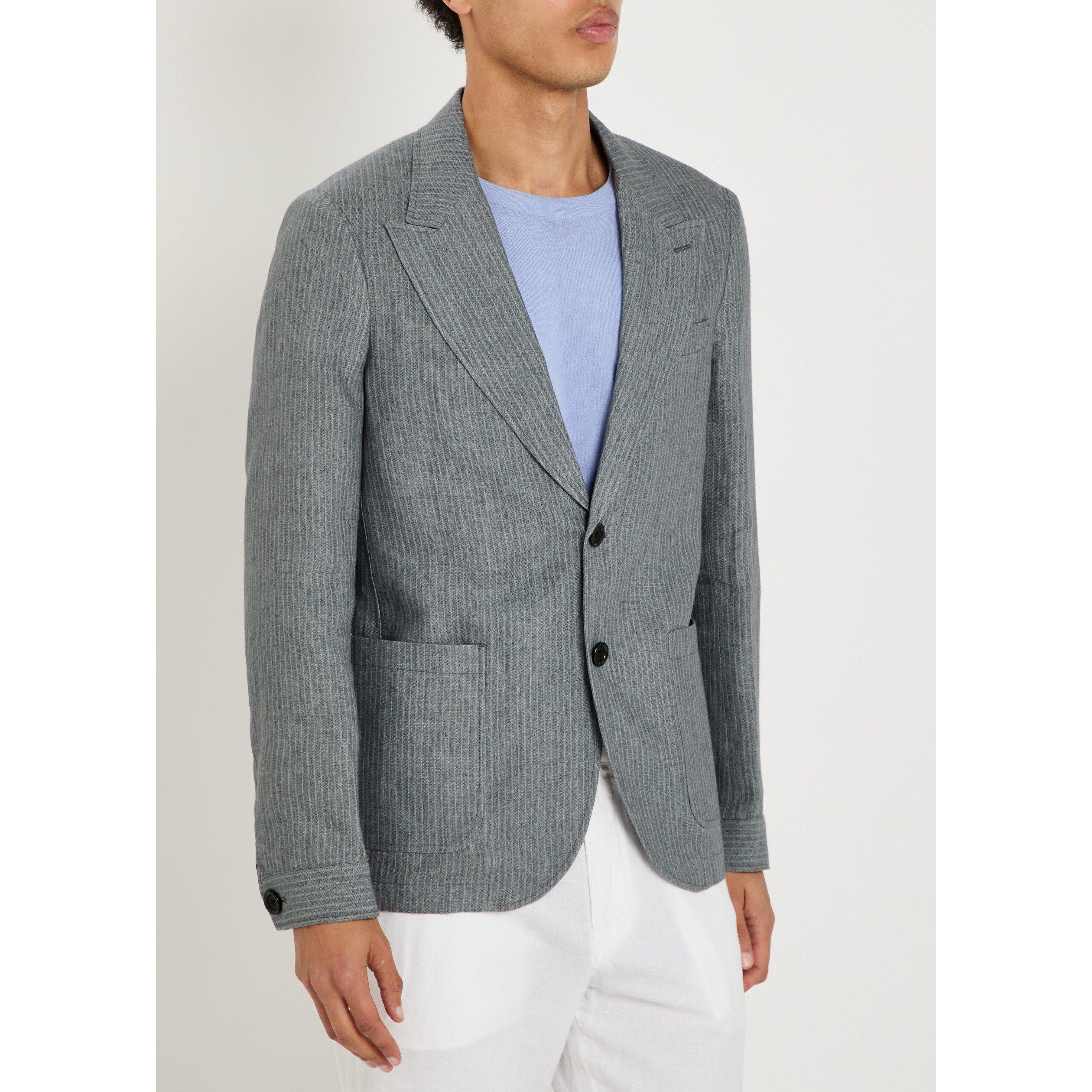 GREY - Oliver Spencer - Men's Pinstripe Cotton Suit Jacket - 2