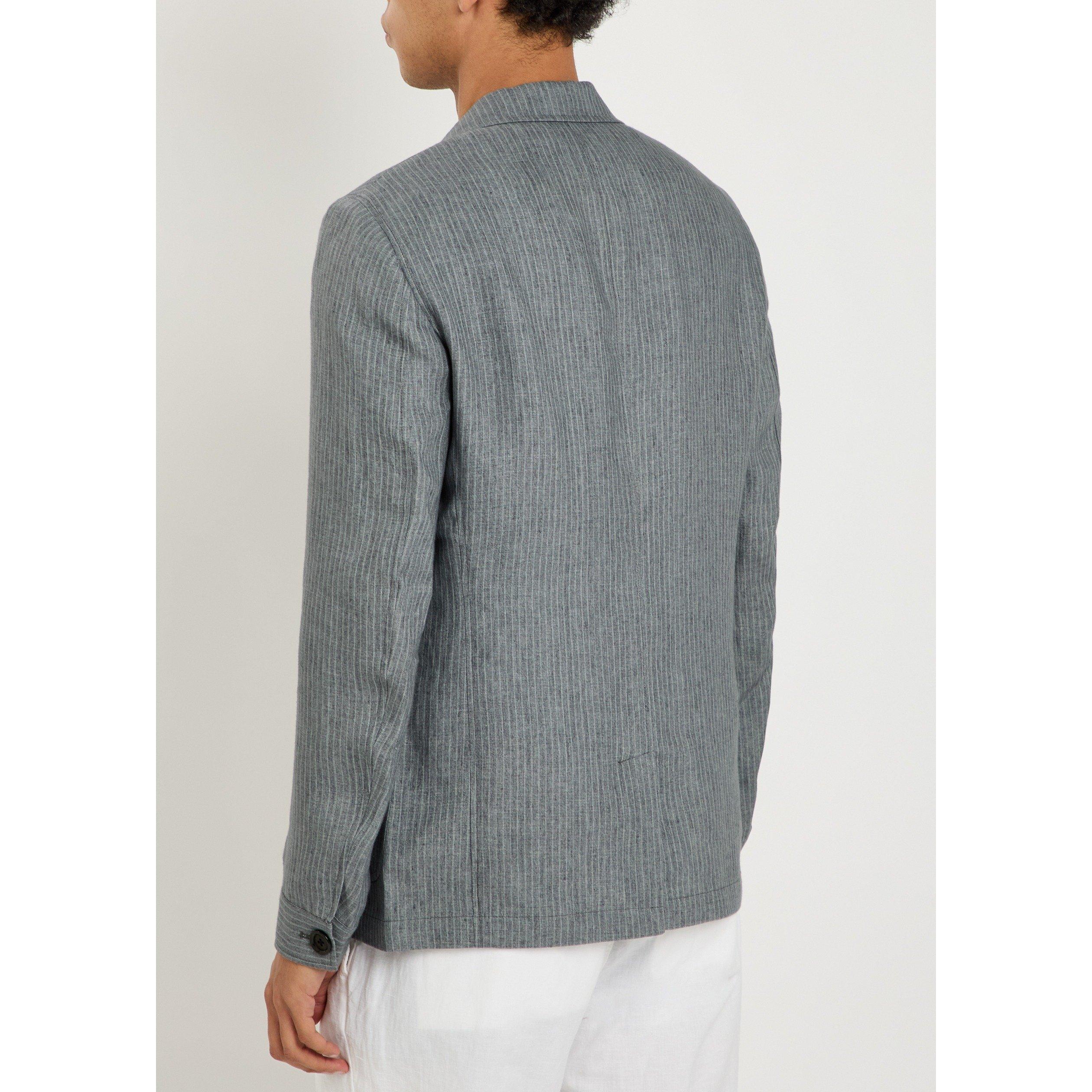 GREY - Oliver Spencer - Men's Pinstripe Cotton Suit Jacket - 3