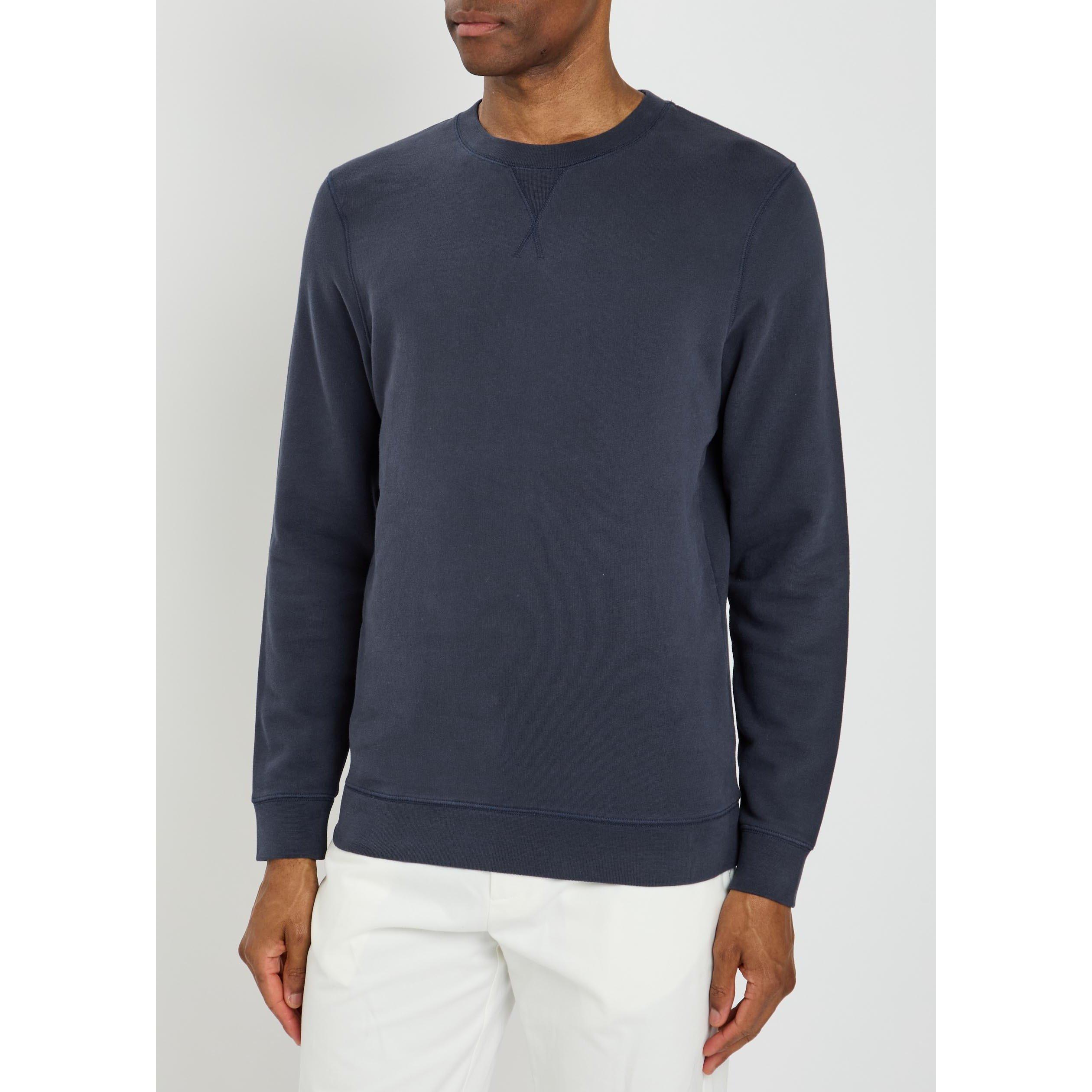 NAVY - Sunspel - Men's Cotton Crew-Neck Sweatshirt - 2