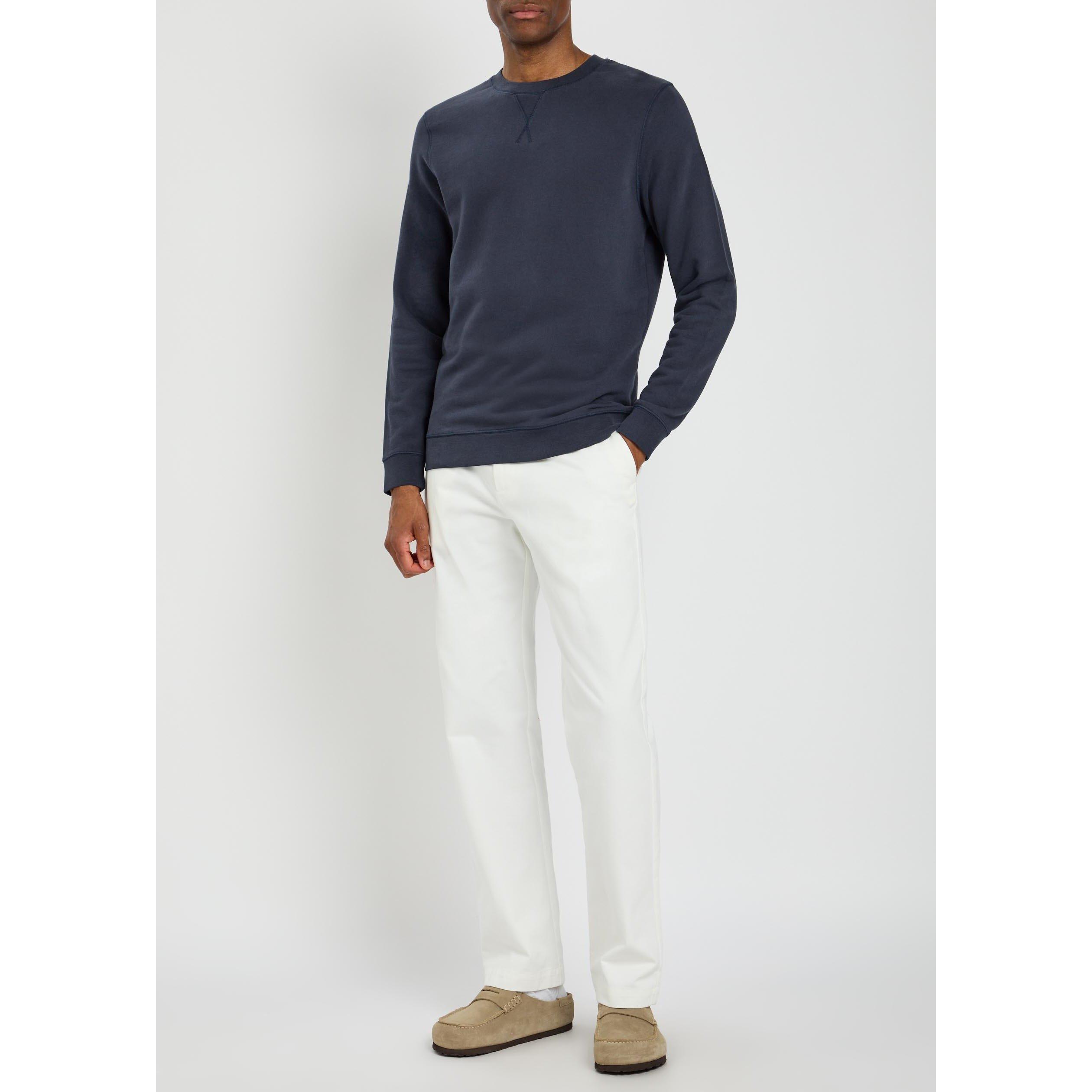 NAVY - Sunspel - Men's Cotton Crew-Neck Sweatshirt - 5