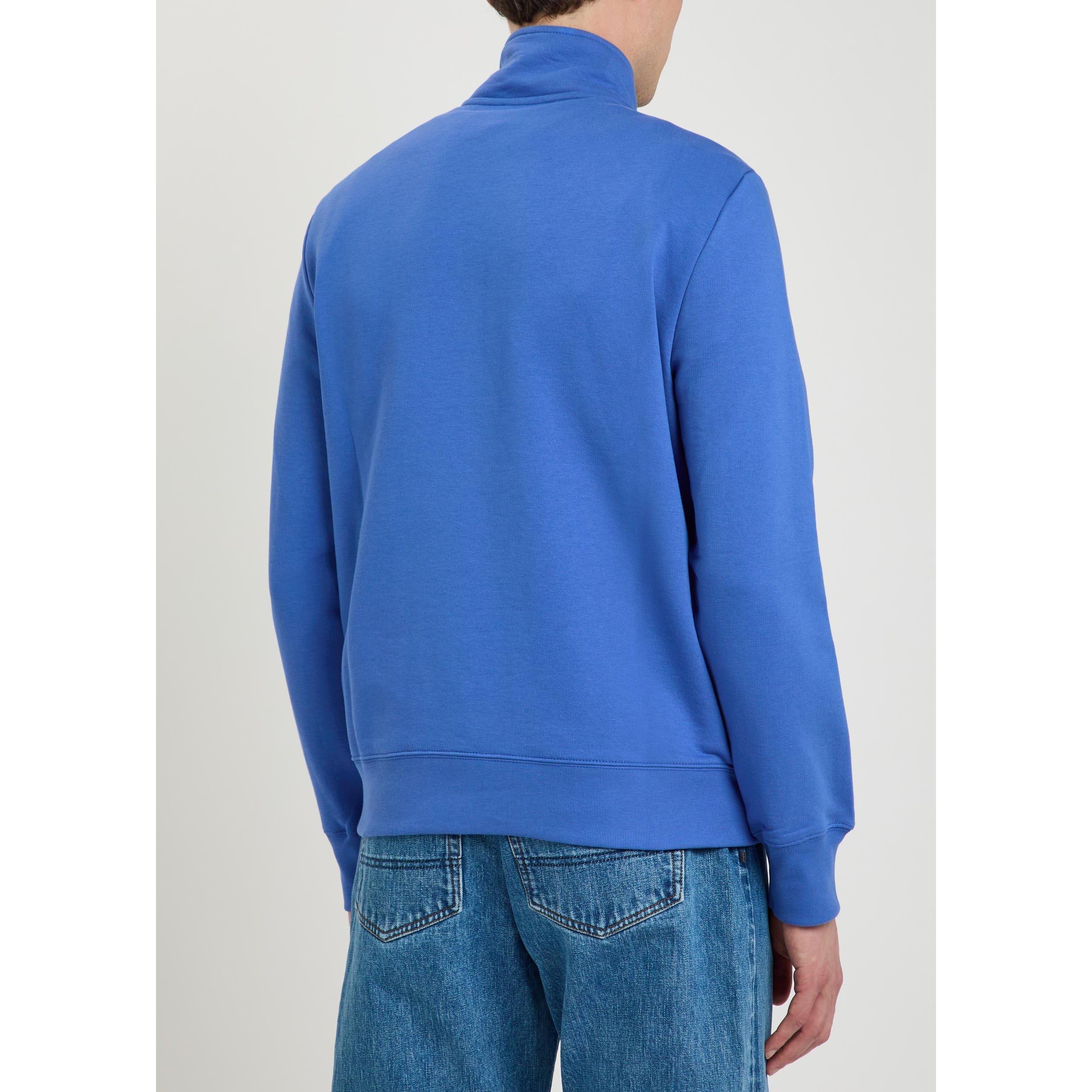 BLUE - PS Paul Smith - Men's Zebra Logo 1/4 Zip Cotton Sweatshirt - 3