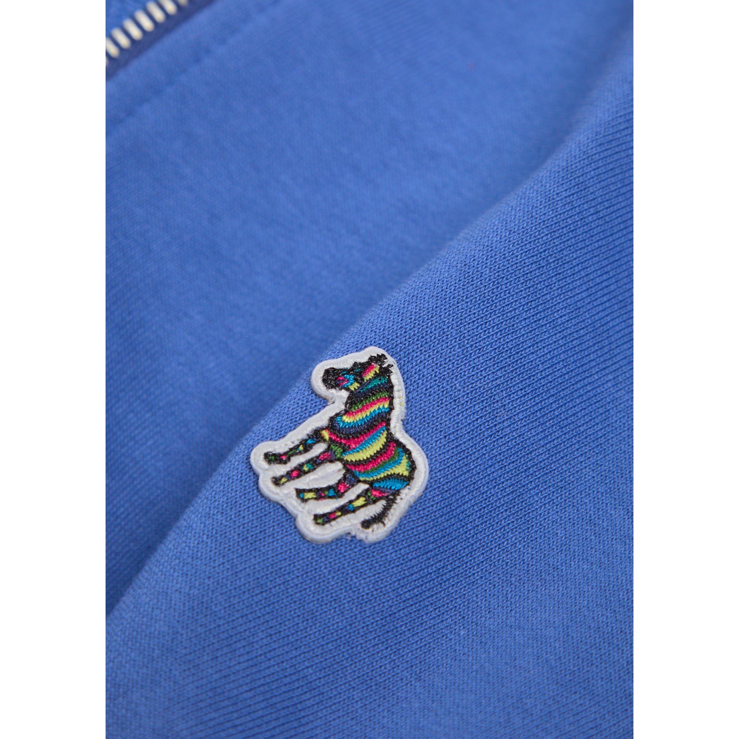 BLUE - PS Paul Smith - Men's Zebra Logo 1/4 Zip Cotton Sweatshirt - 4