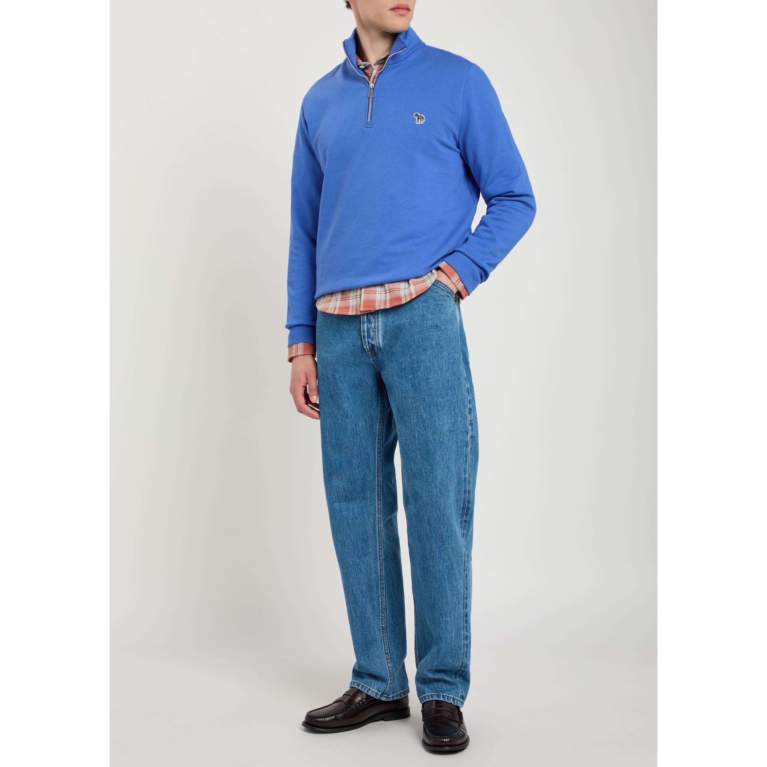 PS Paul Smith | Men's Zebra Logo 1/4 Zip Cotton Sweatshirt