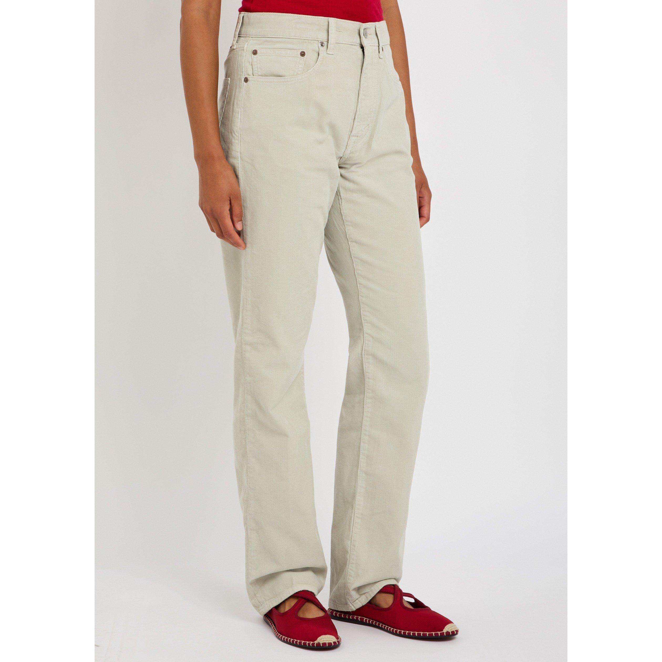 LIGHT GREY - Polo Ralph Lauren - Women's Cotton Straight Leg Corduroy Trousers - 2