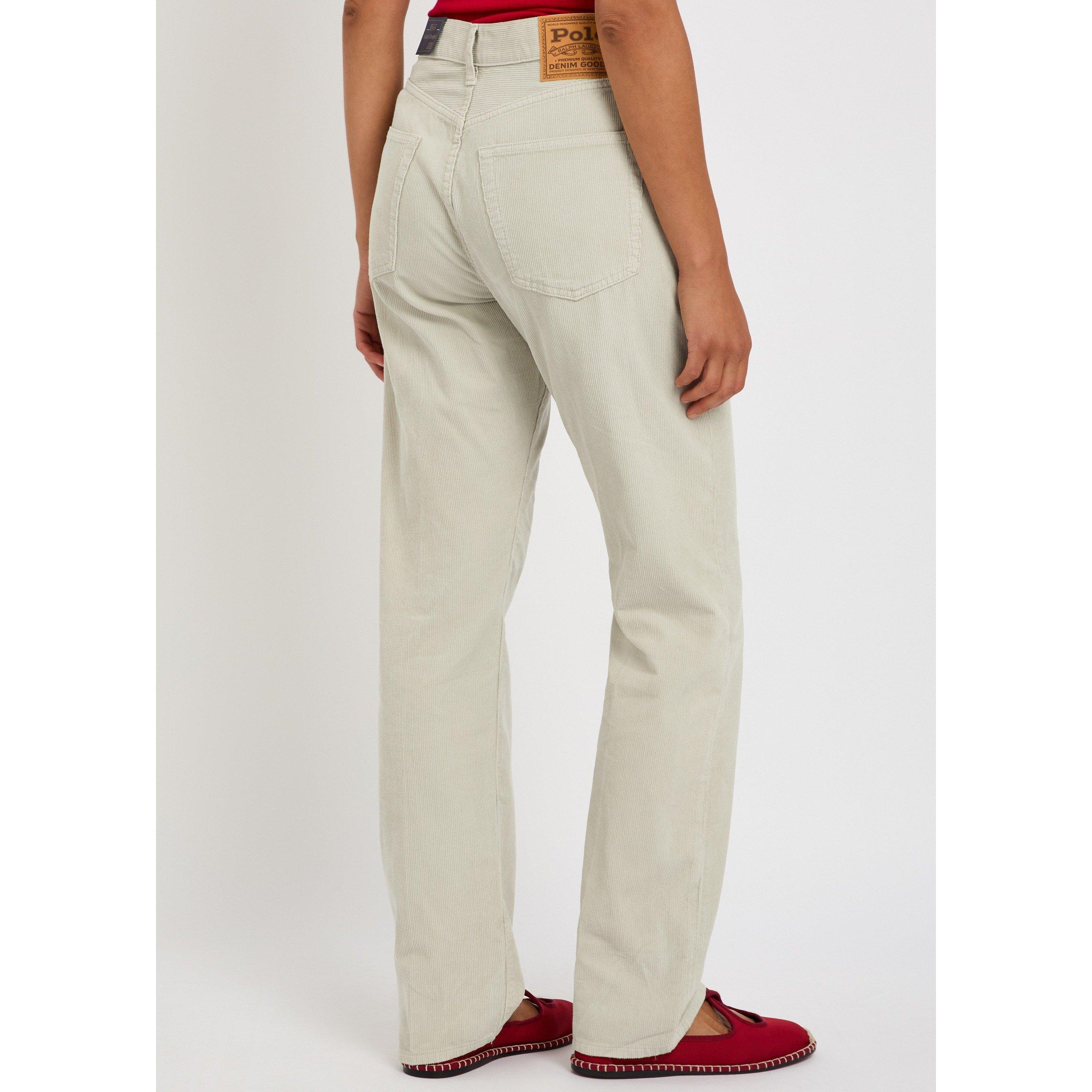 LIGHT GREY - Polo Ralph Lauren - Women's Cotton Straight Leg Corduroy Trousers - 3