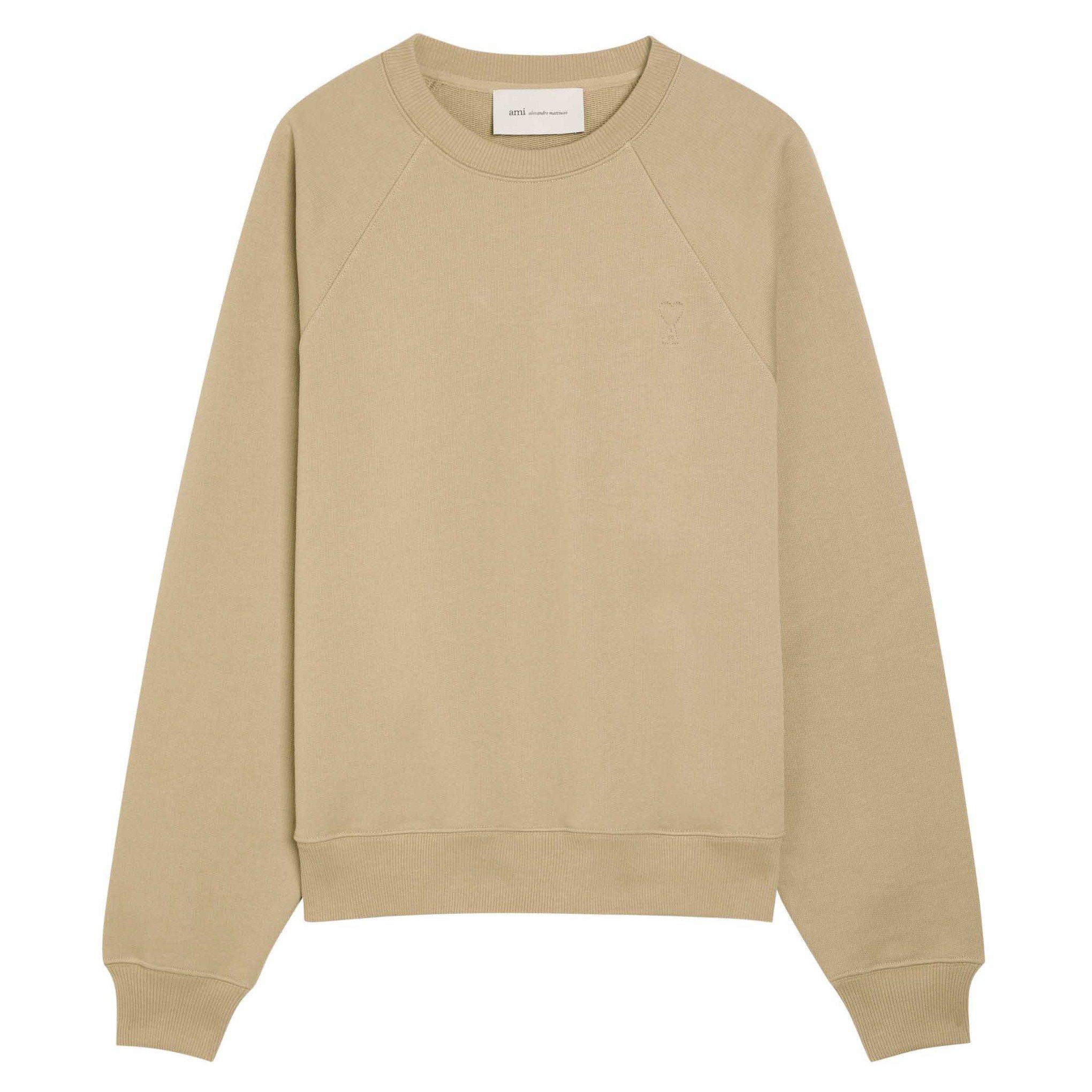 BEIGE - AMI Paris - Men's ADC Tonal Embroidered Crew-Neck Sweatshirt - 1